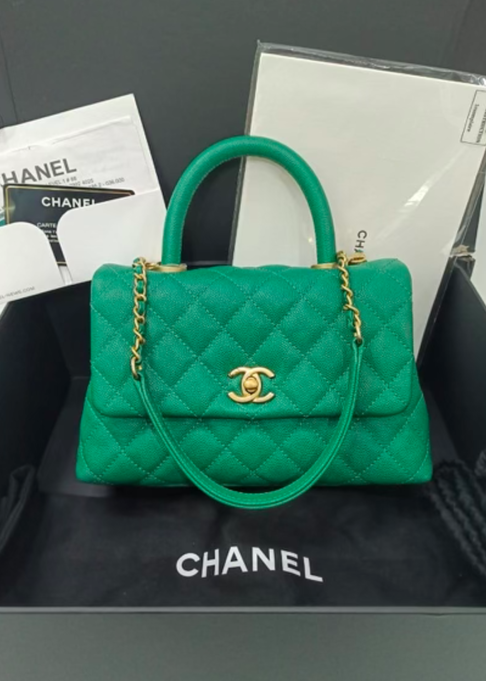 Chanel SOLD - Chanel Green Top Handle Small