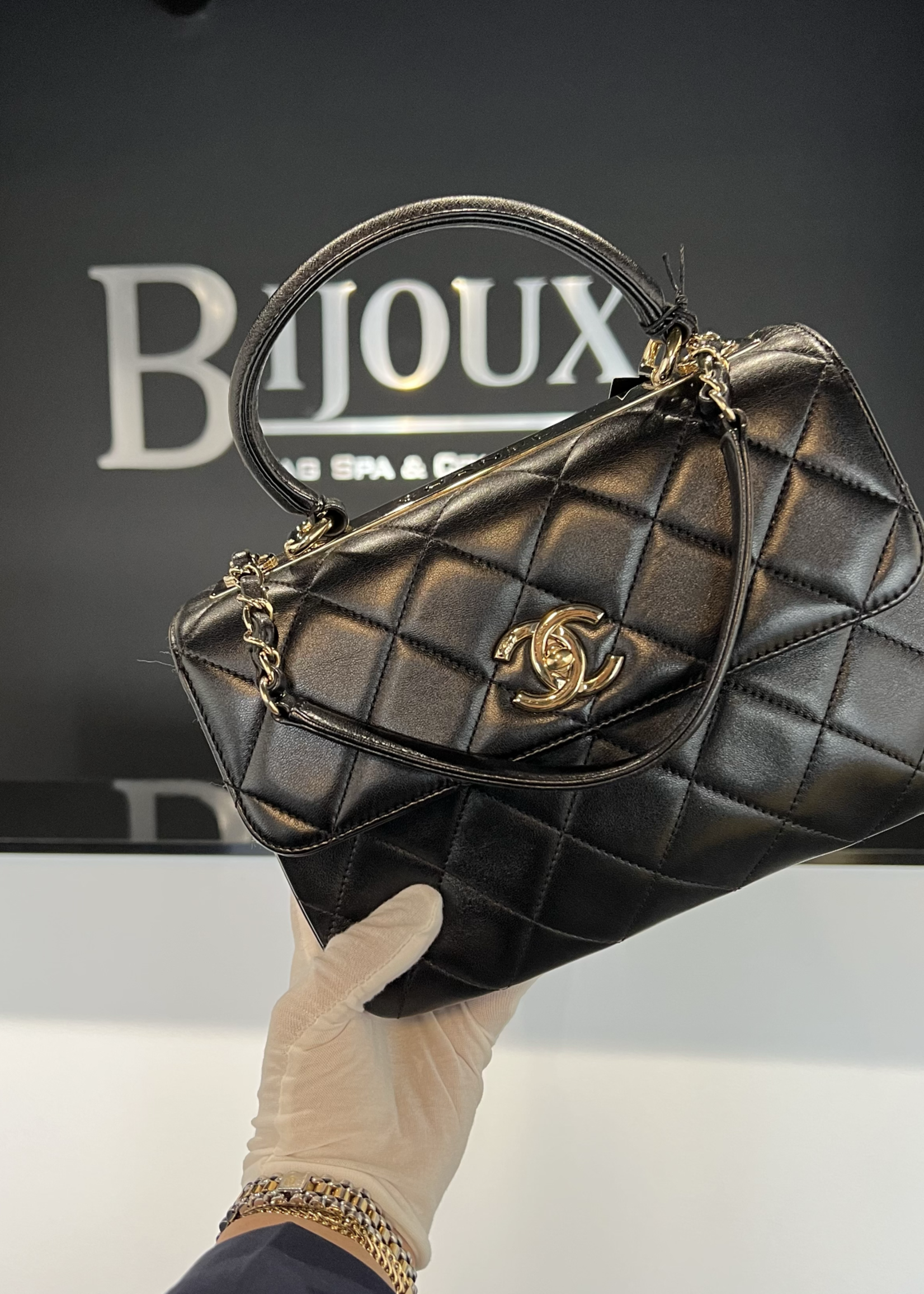 Chanel SOLD - Chanel Small Trendy Quilted GHW (Black)