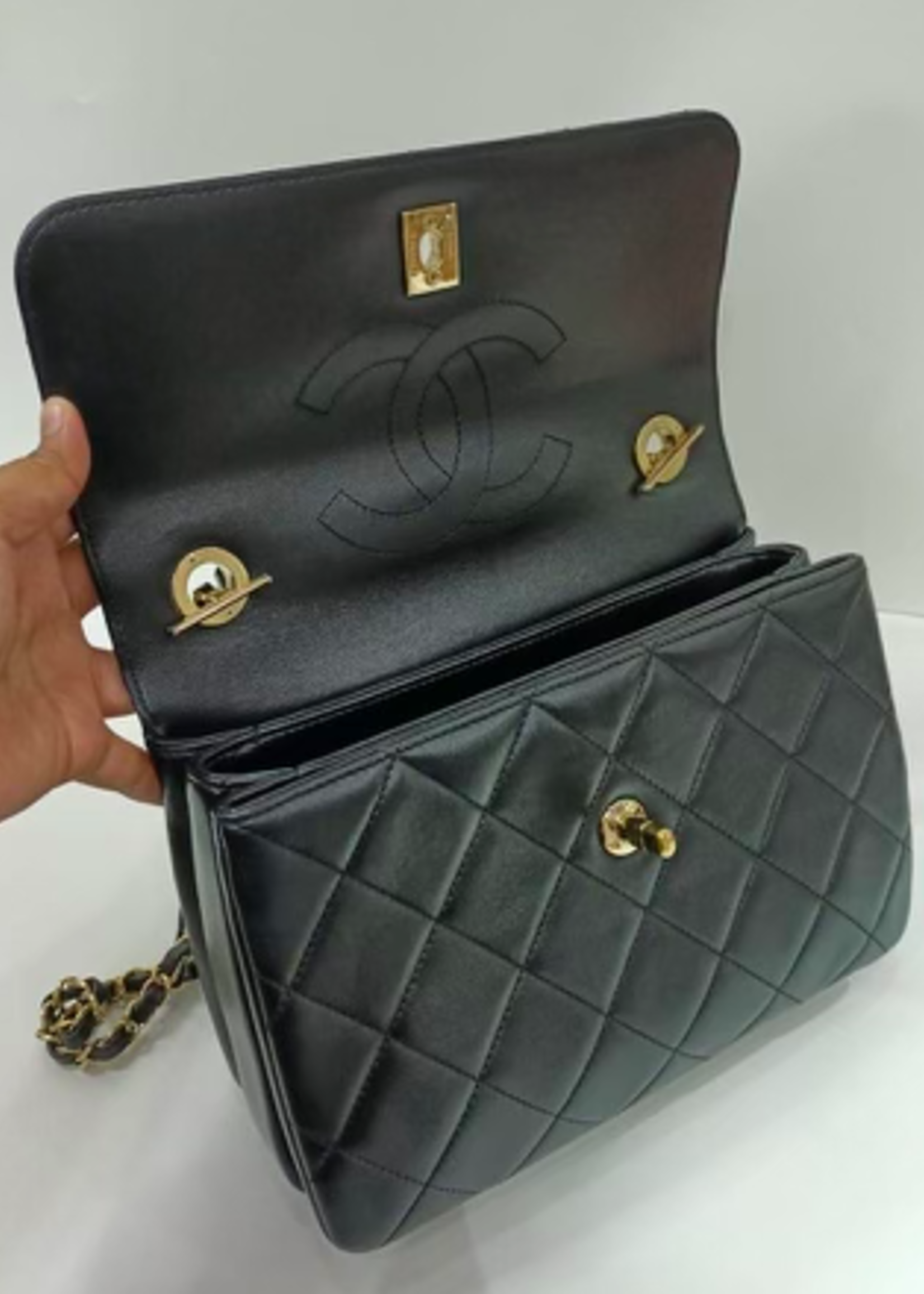Chanel SOLD - Chanel Small Trendy Quilted GHW (Black)