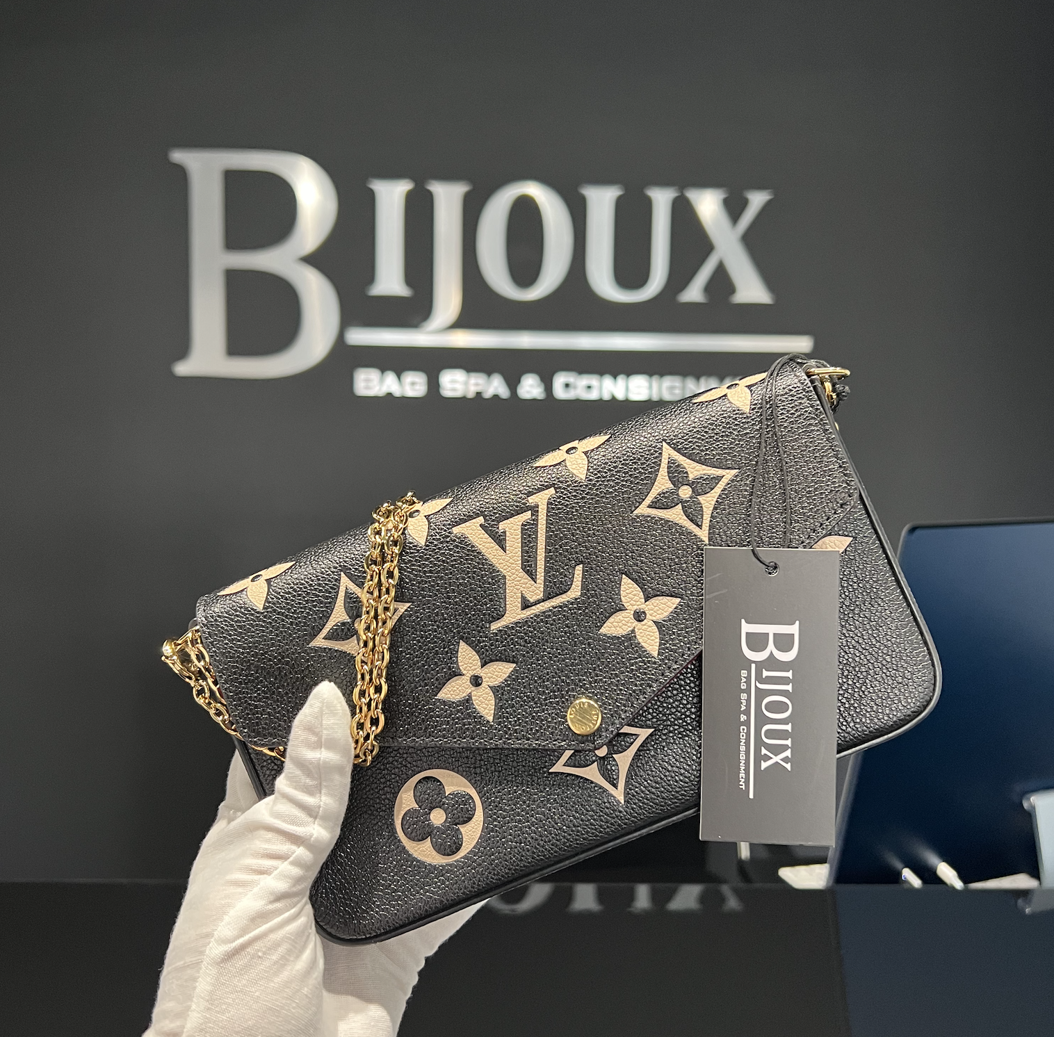 Louis Vuitton Pochette Félicie (Noir/Beige) - Bijoux Bag Spa