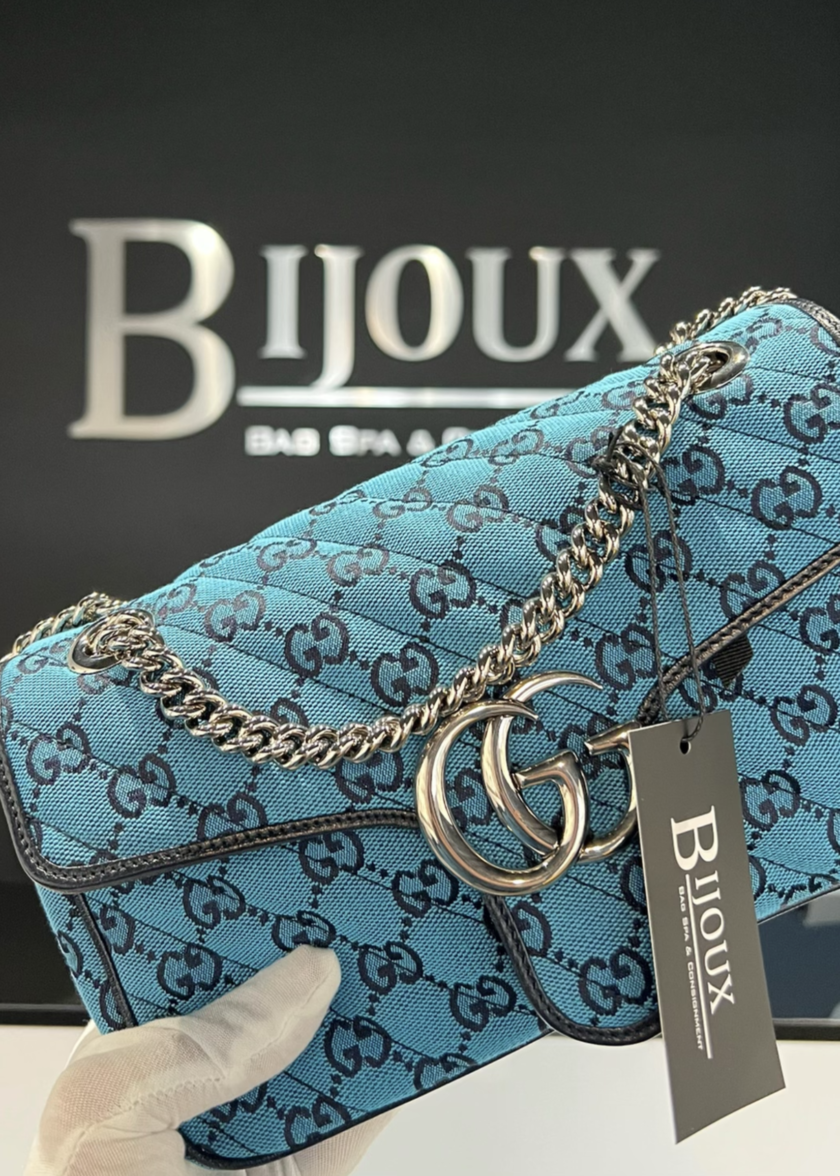 Gucci SOLD - Gucci Marmont Small Blue Shoulder Bag