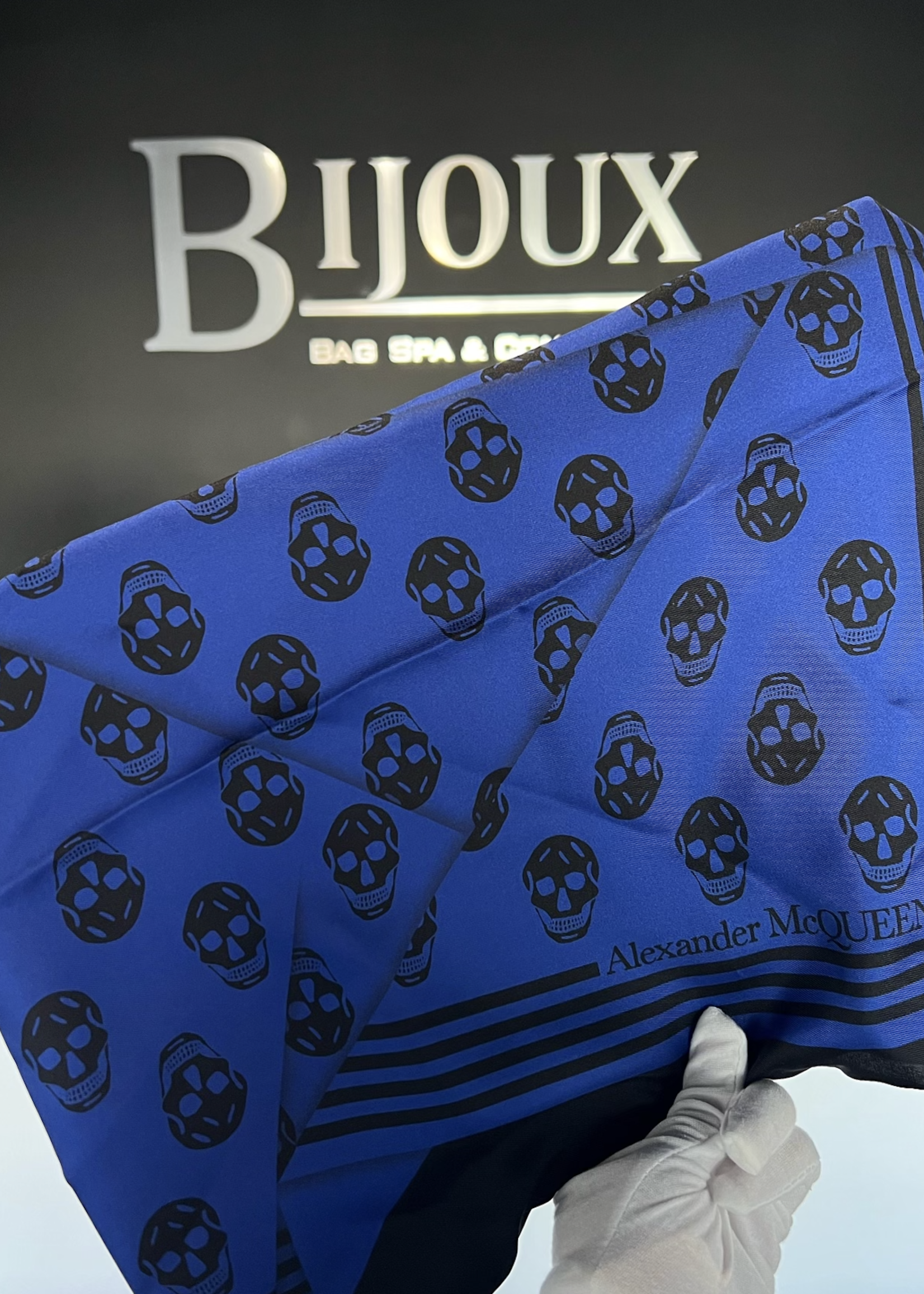 Alexander McQueen SOLD - Alexander McQueen Blue/Black Scarf