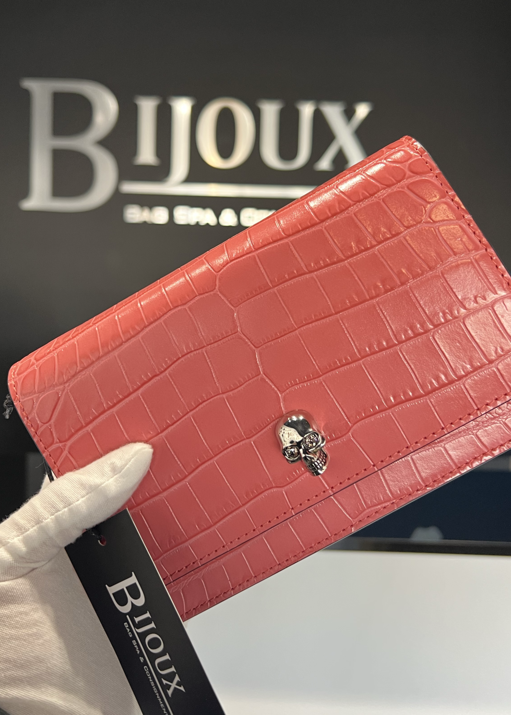 Alexander McQueen SOLD - Alexander McQueen Pink Croc Skull Bag