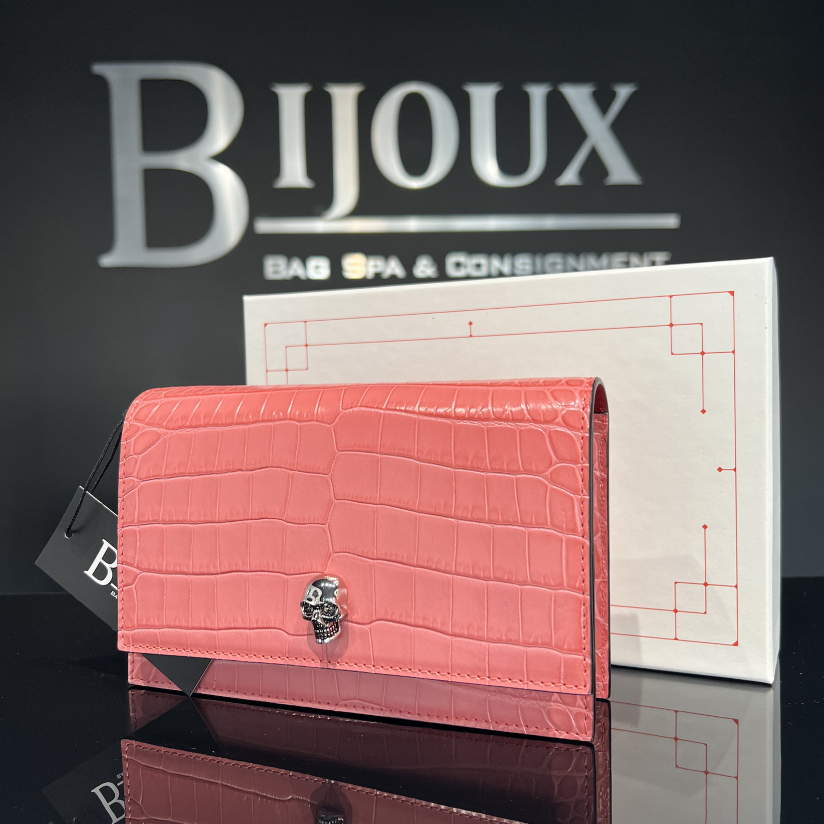 Alexander McQueen SOLD - Alexander McQueen Pink Croc Skull Bag