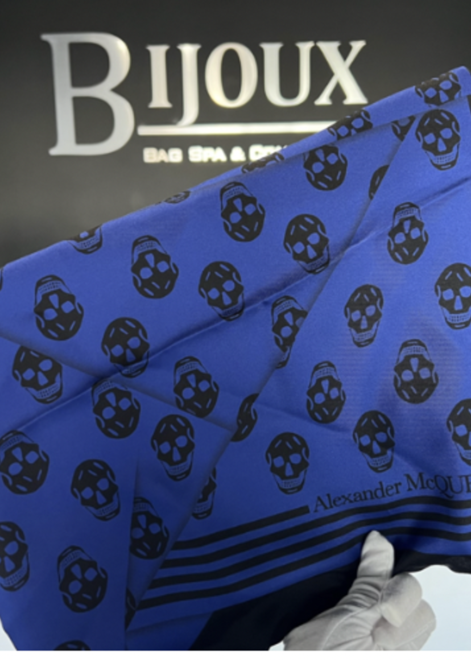 Alexander McQueen SOLD - Alexander McQueen Blue/Black Scarf