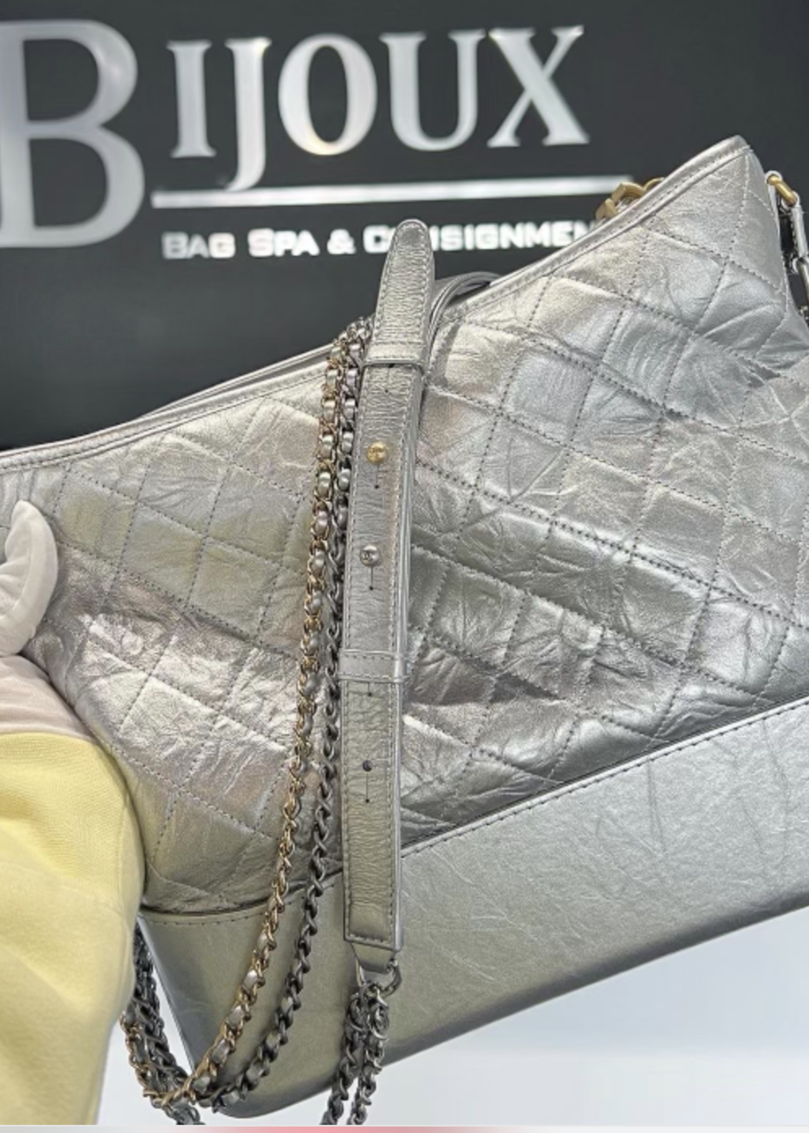 Chanel SOLD - Chanel Gabrielle Large Aged Hobo Bag Metallic Silver