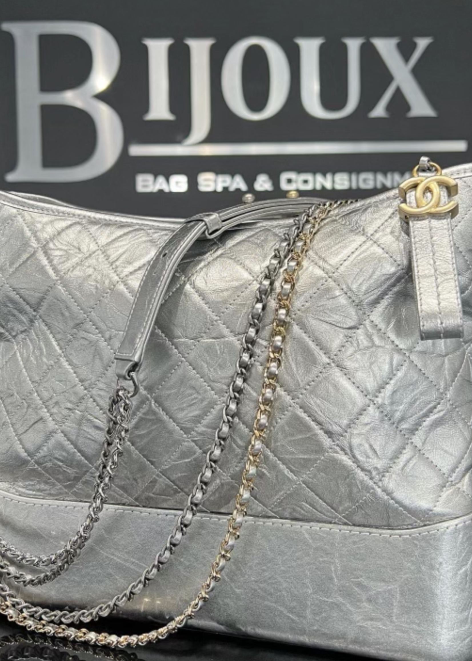 Chanel SOLD - Chanel Gabrielle Large Aged Hobo Bag Metallic Silver