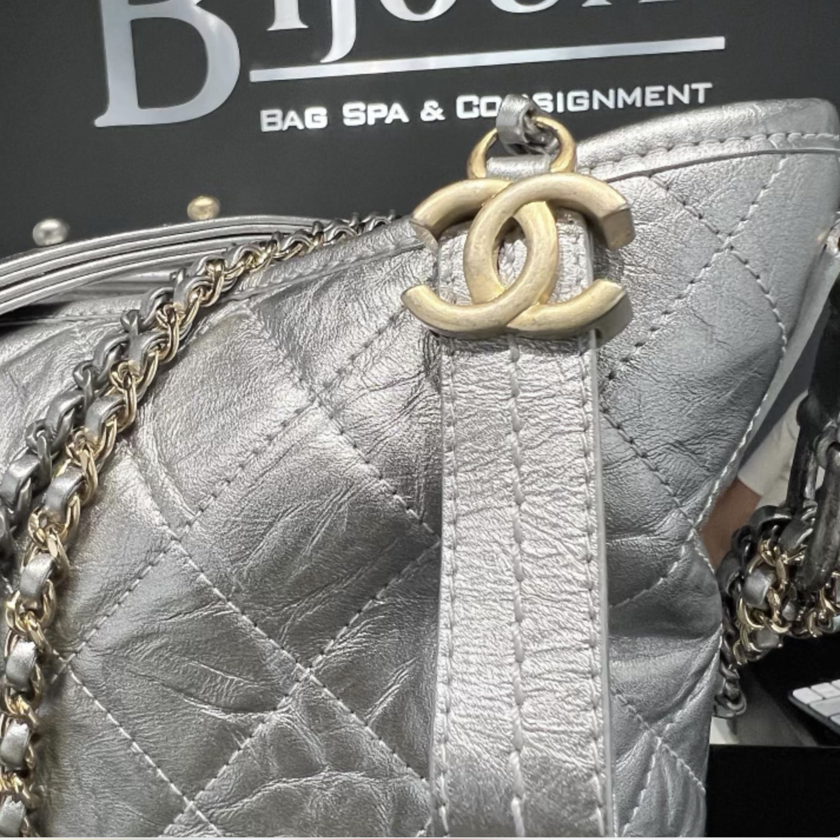 Chanel SOLD - Chanel Gabrielle Large Aged Hobo Bag Metallic Silver