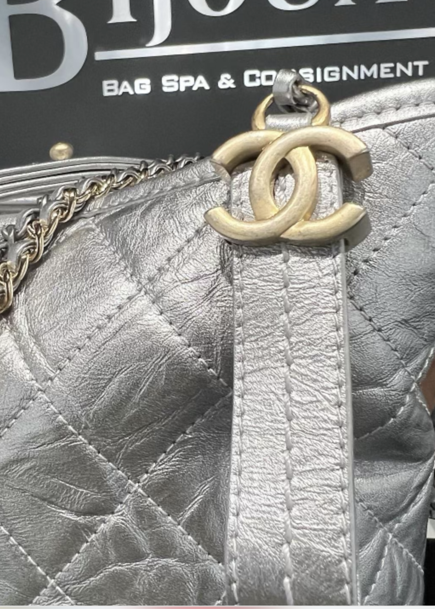 Chanel SOLD - Chanel Gabrielle Large Aged Hobo Bag Metallic Silver
