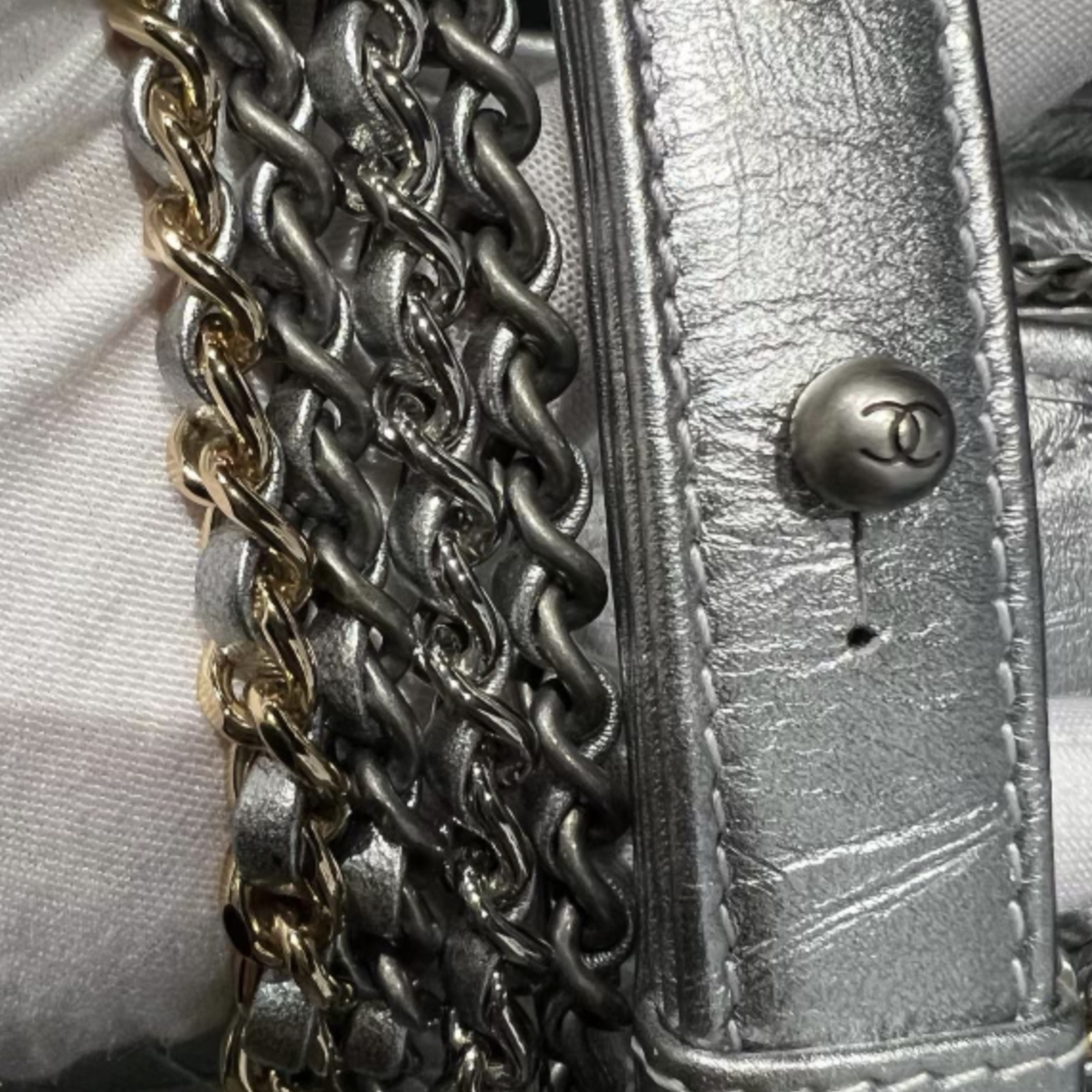Chanel SOLD - Chanel Gabrielle Large Aged Hobo Bag Metallic Silver