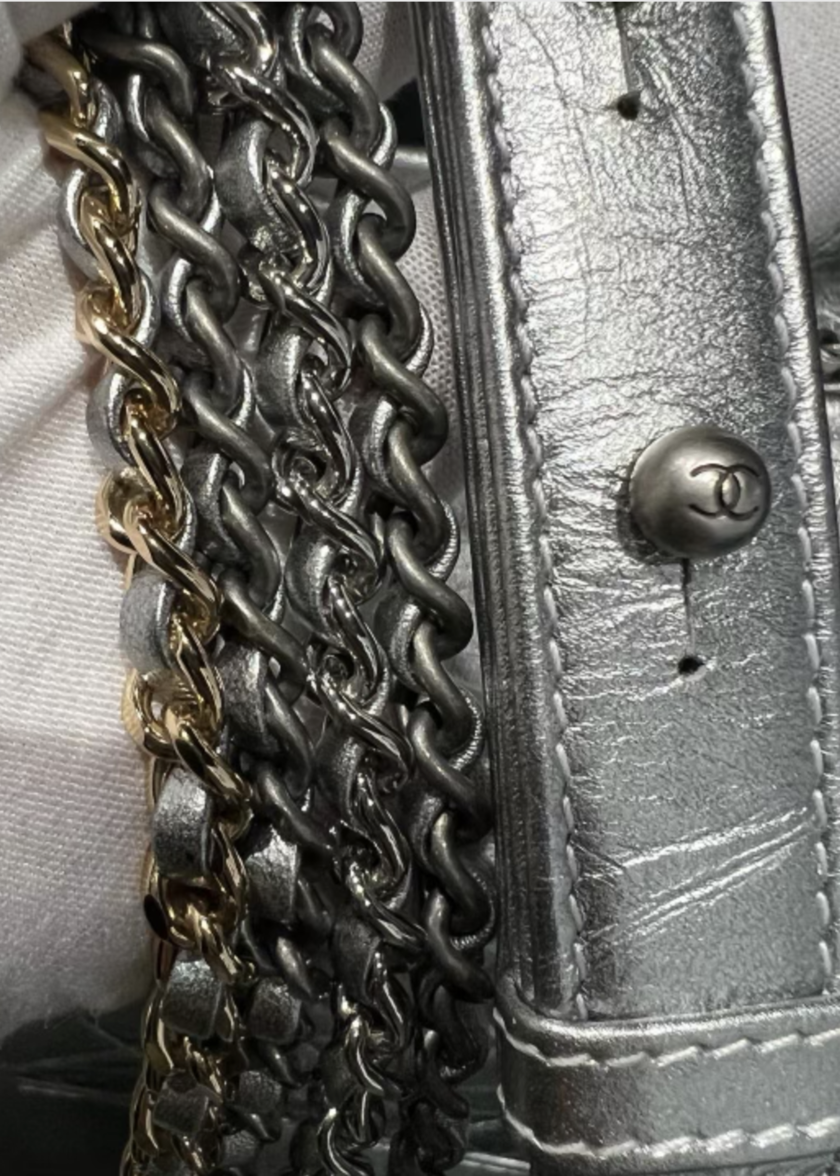 Chanel SOLD - Chanel Gabrielle Large Aged Hobo Bag Metallic Silver