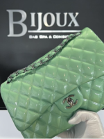 Chanel SOLD - Chanel Green Quilted Patent Leather Classic Jumbo Double Flap Bag