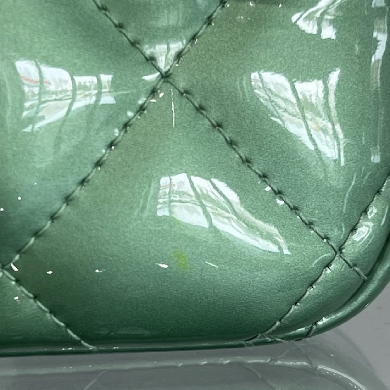 Chanel SOLD - Chanel Green Quilted Patent Leather Classic Jumbo Double Flap Bag