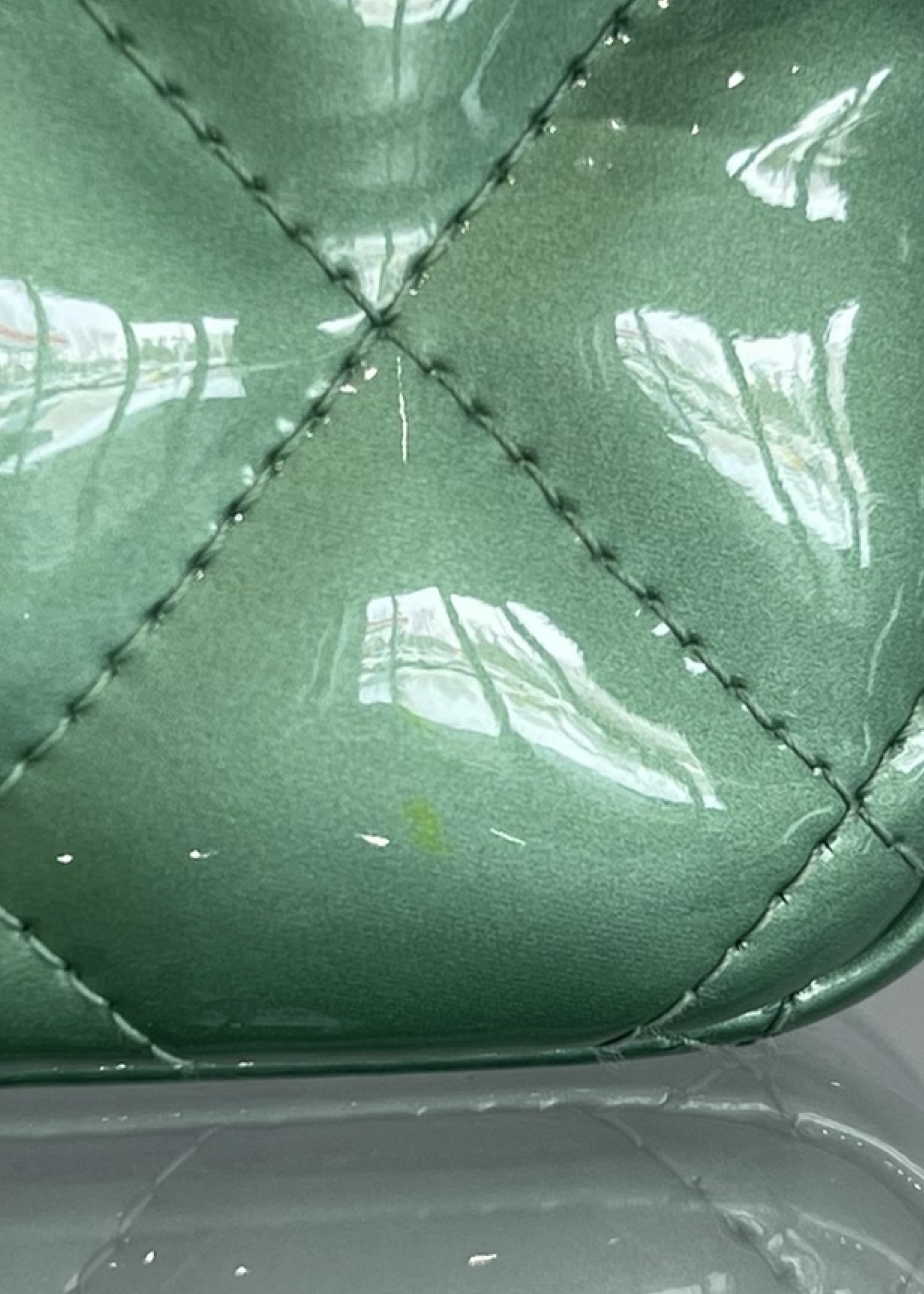 Chanel SOLD - Chanel Green Quilted Patent Leather Classic Jumbo Double Flap Bag