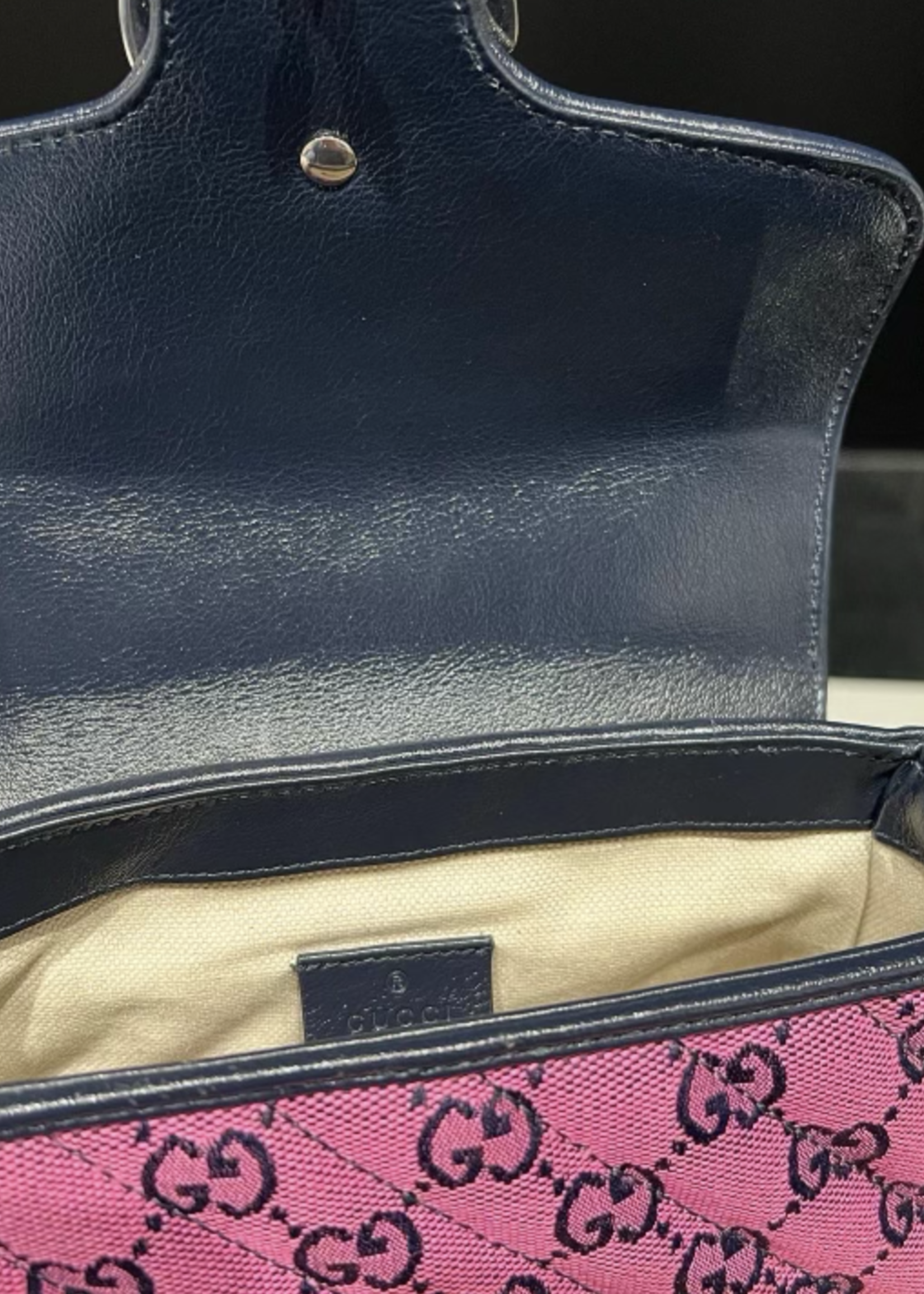 Gucci SOLD - GUCCI MARMONT TOP HANDLE MONOGRAM SHOULDER BAG