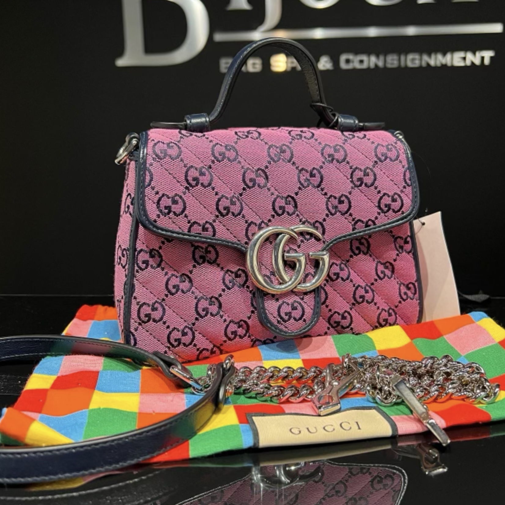 Gucci SOLD - GUCCI MARMONT TOP HANDLE MONOGRAM SHOULDER BAG