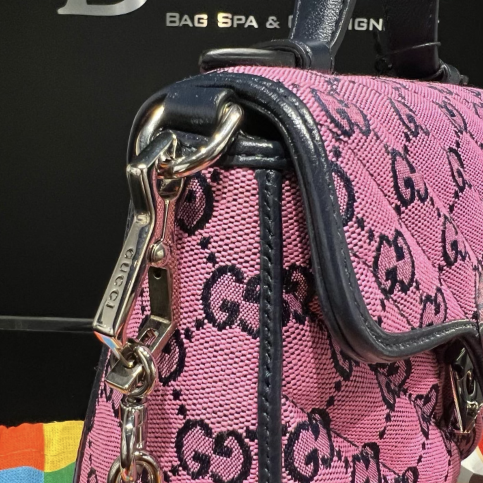 Gucci SOLD - GUCCI MARMONT TOP HANDLE MONOGRAM SHOULDER BAG