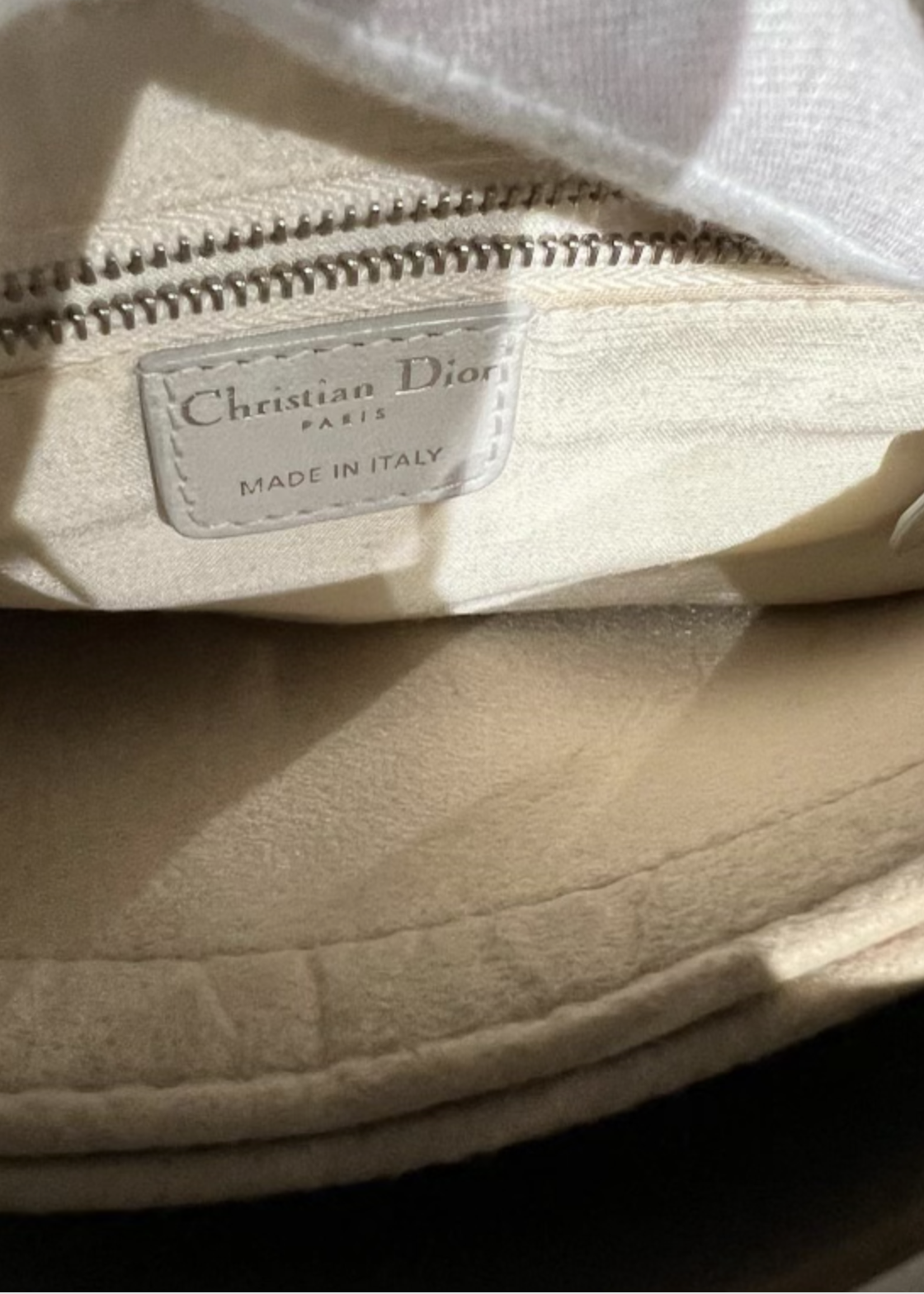 Christian Dior SOLD - Christian Dior Lady Dior Medium Canvas SHW- White