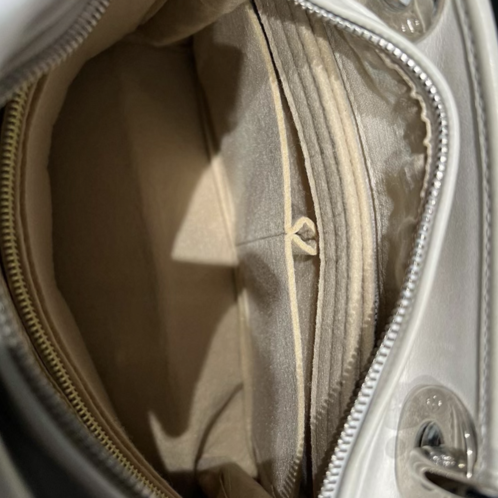 Christian Dior SOLD - Christian Dior Lady Dior Medium Canvas SHW- White