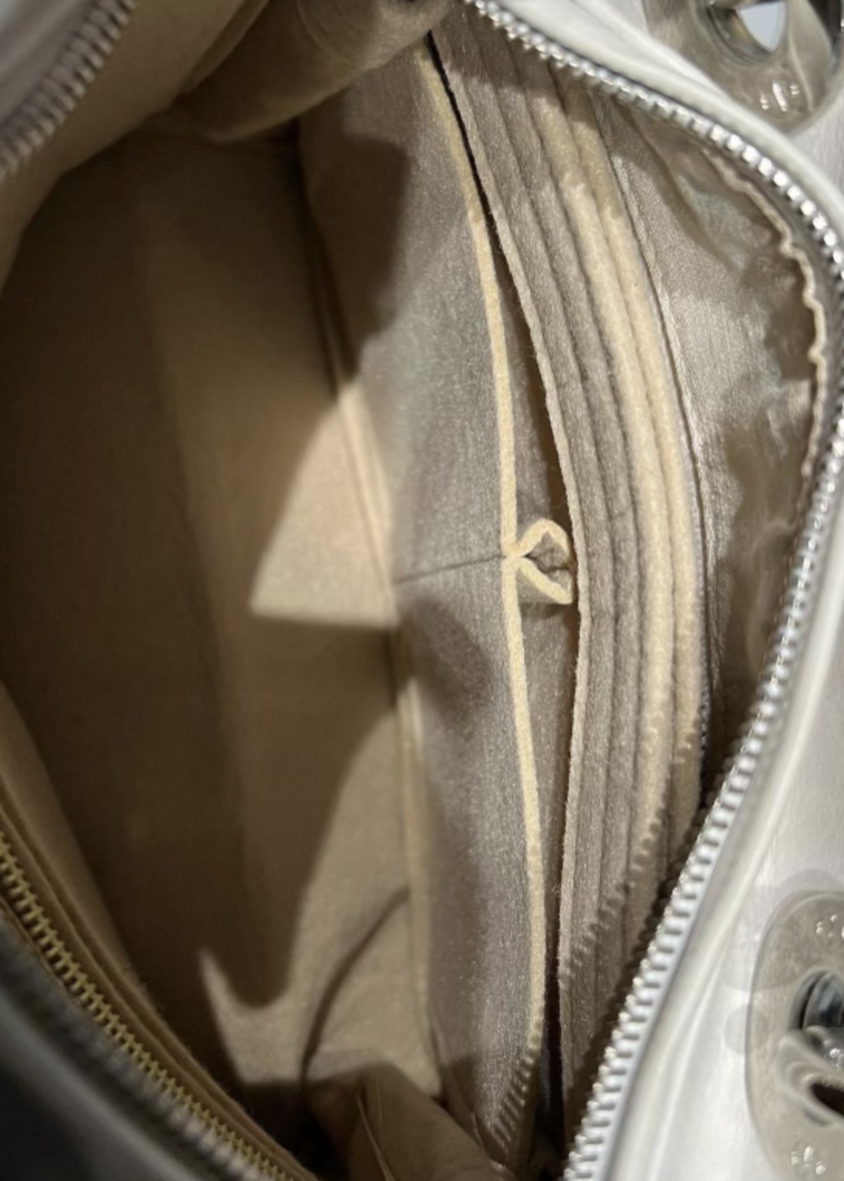 Christian Dior SOLD - Christian Dior Lady Dior Medium Canvas SHW- White