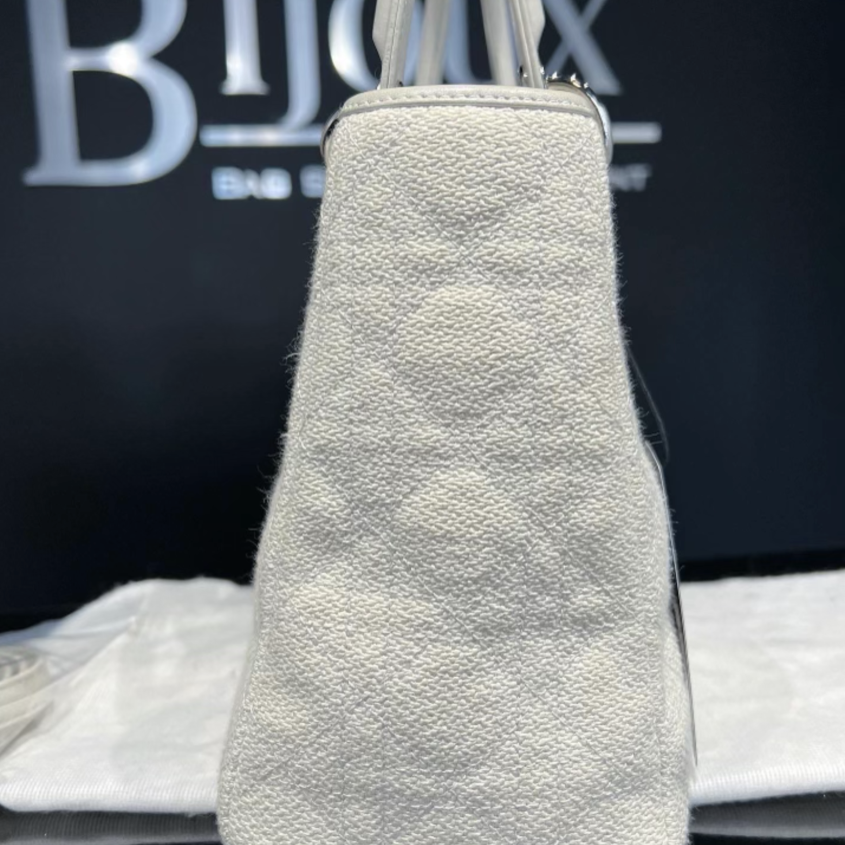 Christian Dior SOLD - Christian Dior Lady Dior Medium Canvas SHW- White