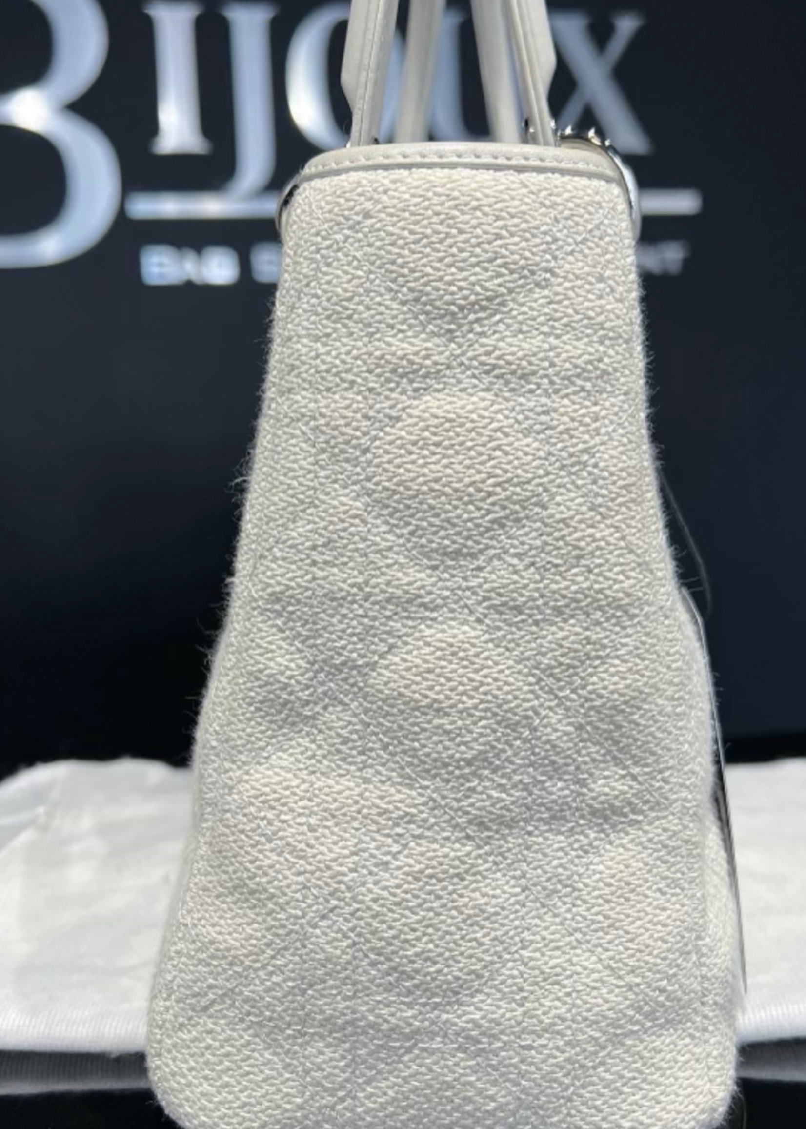 Christian Dior SOLD - Christian Dior Lady Dior Medium Canvas SHW- White