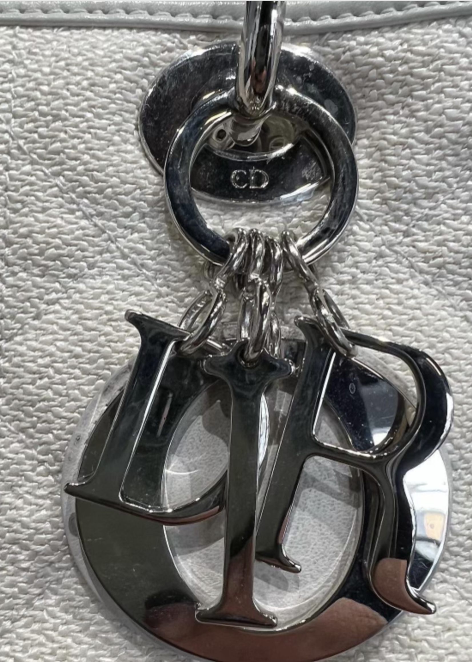 Christian Dior SOLD - Christian Dior Lady Dior Medium Canvas SHW- White