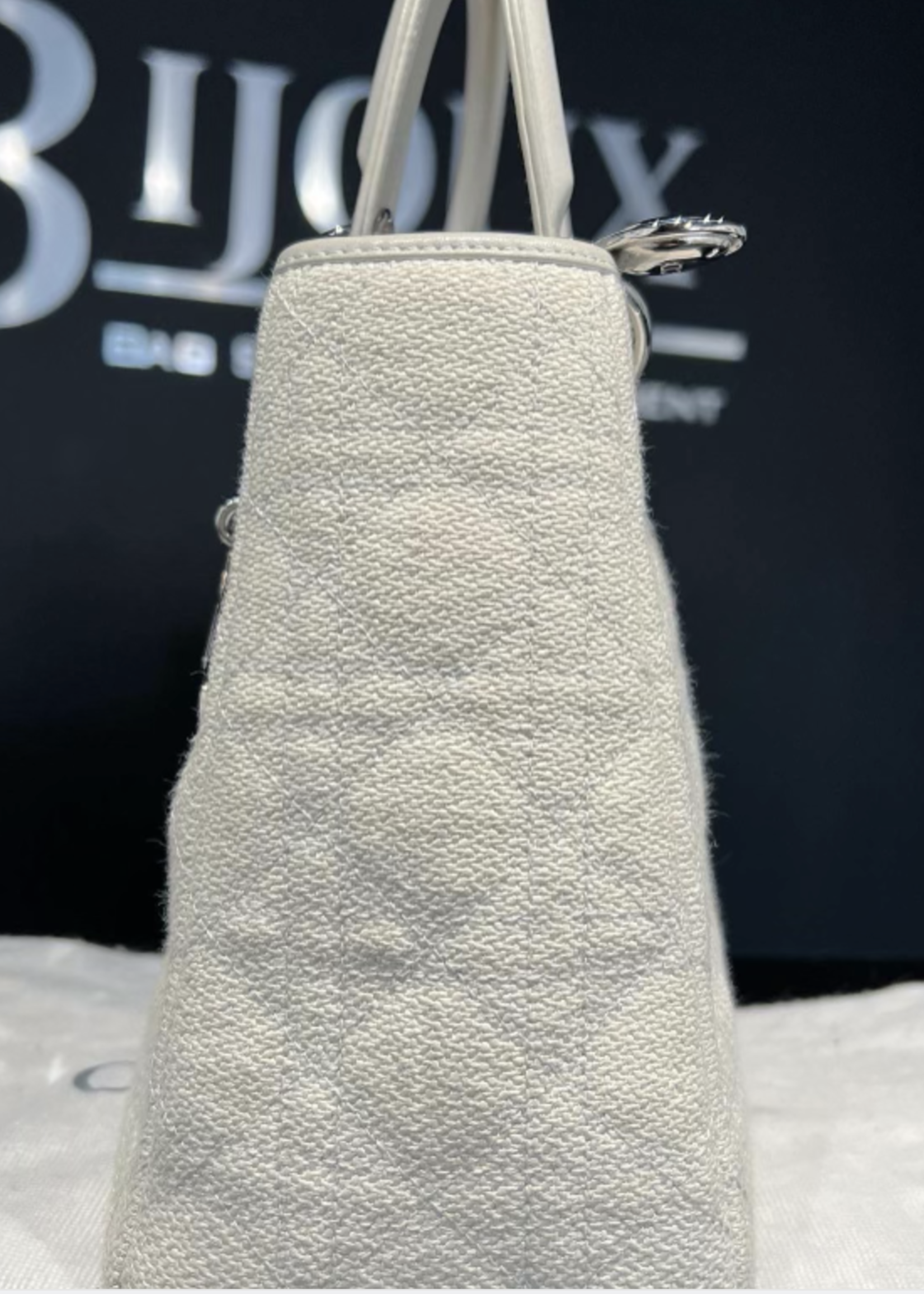 Christian Dior SOLD - Christian Dior Lady Dior Medium Canvas SHW- White