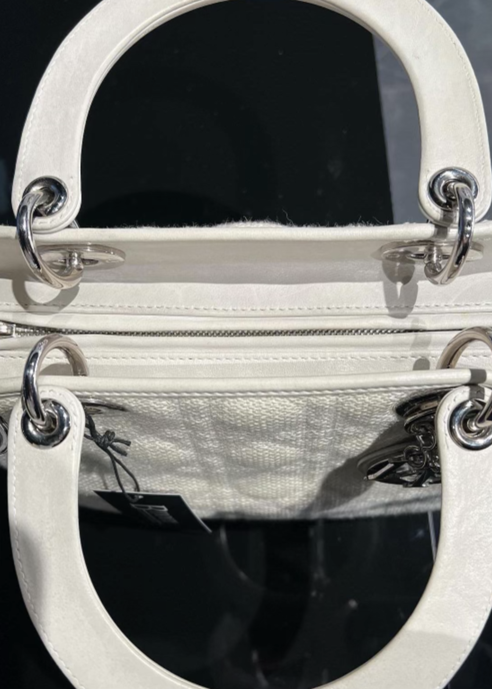 Christian Dior SOLD - Christian Dior Lady Dior Medium Canvas SHW- White