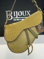 Christian Dior SOLD - Christian Dior Ostrich Saddle Bag- Green