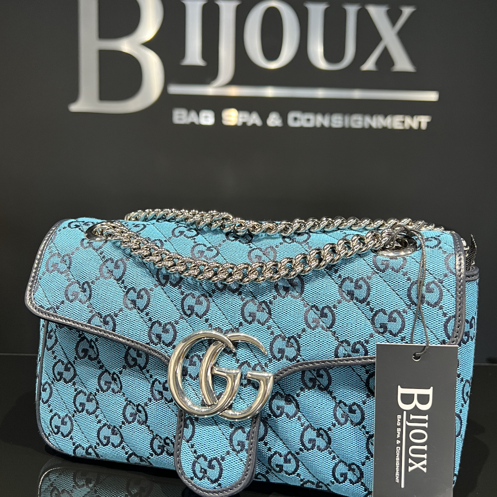 Gucci SOLD - Gucci Marmont Small Blue Shoulder Bag