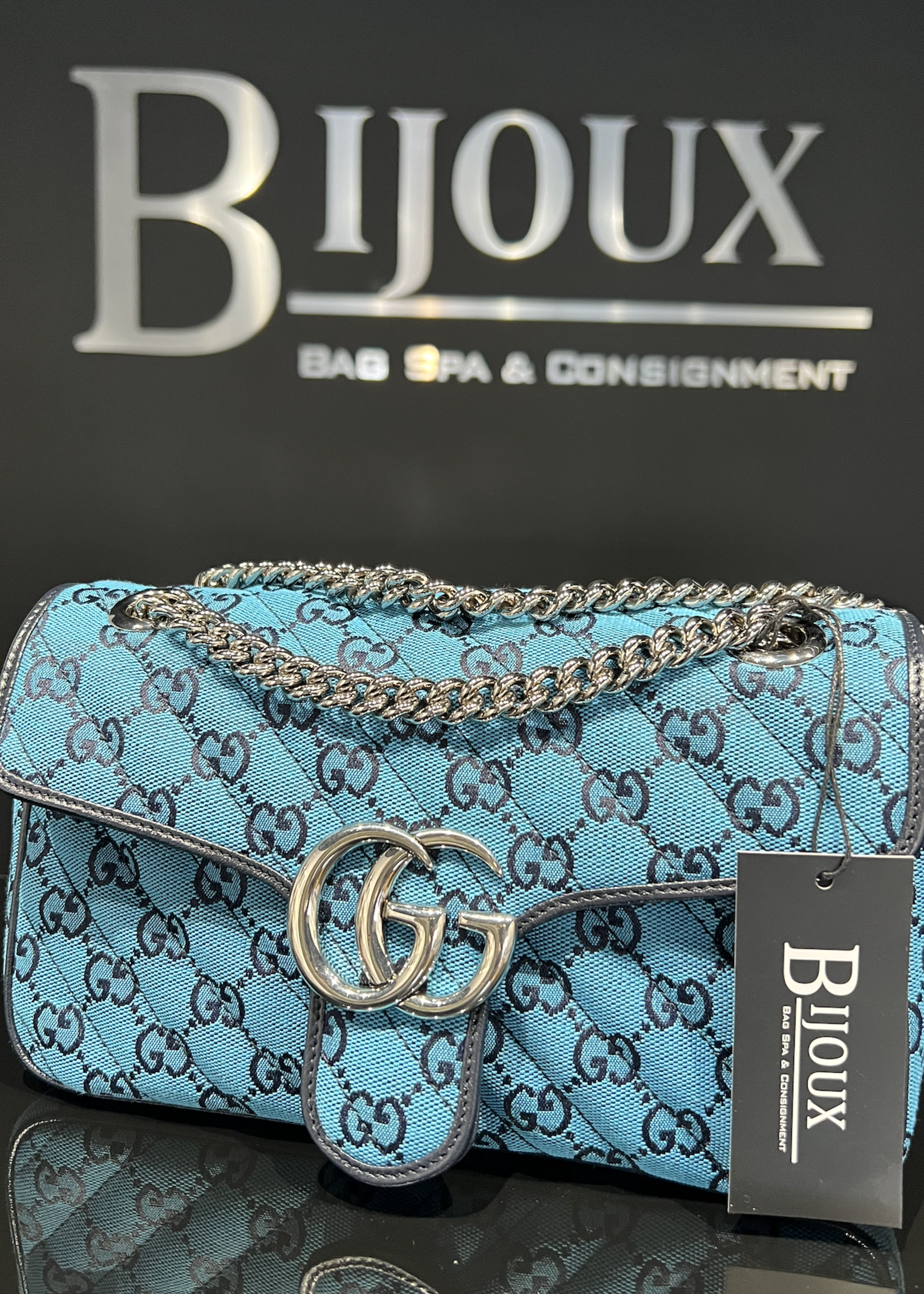 Gucci SOLD - Gucci Marmont Small Blue Shoulder Bag