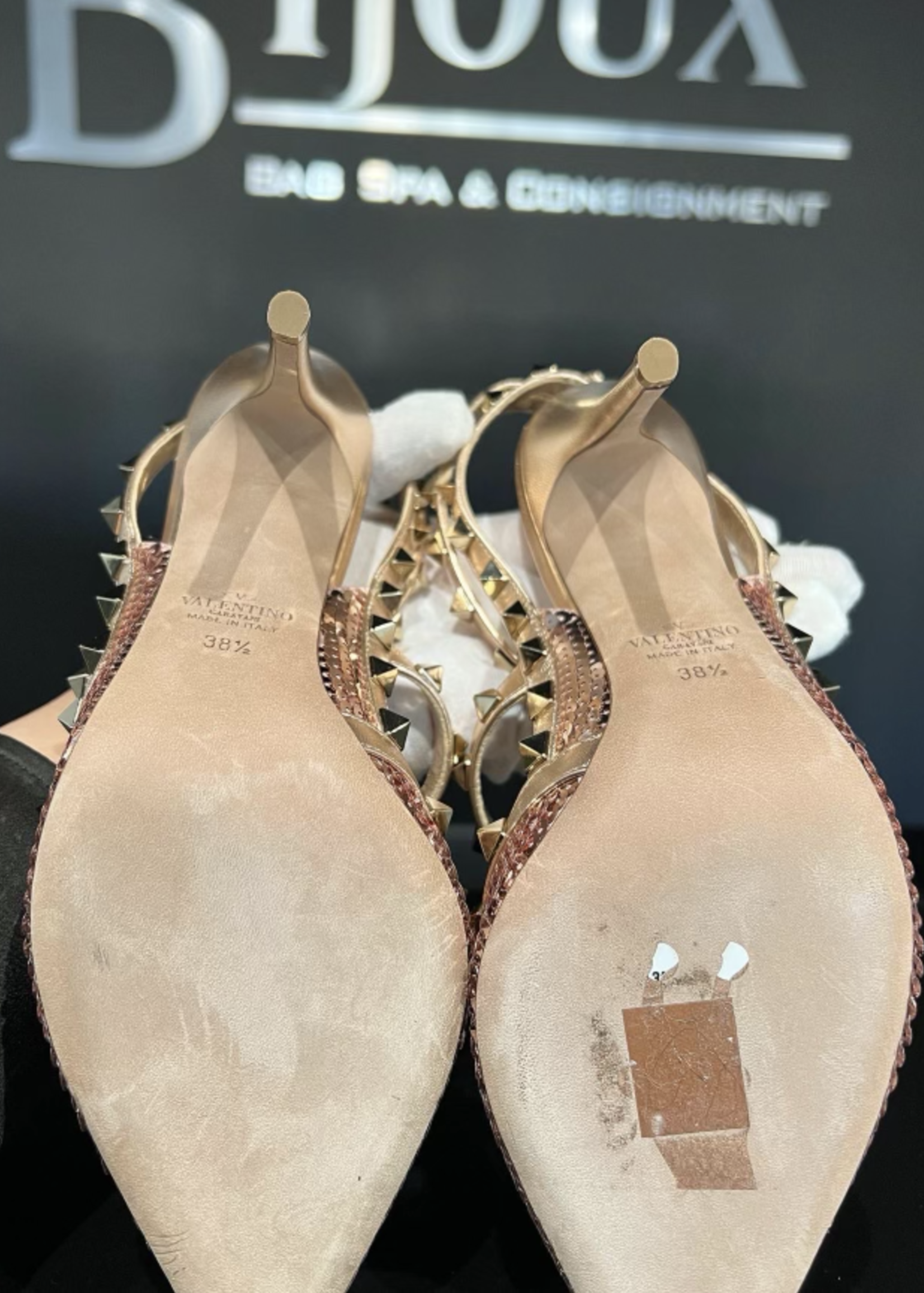 Valentino SOLD - Valentino Garavani Rockstud Sequin Slingback- EU 38.5