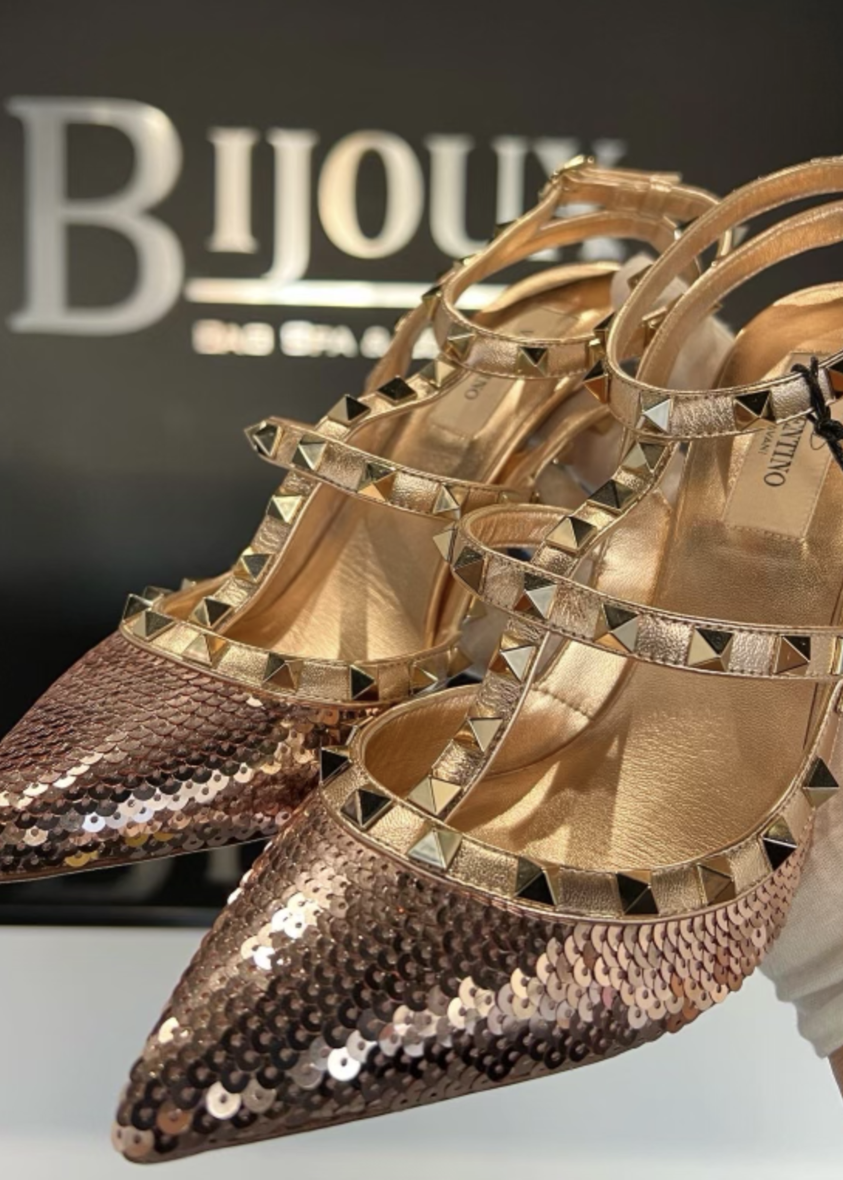 Valentino SOLD - Valentino Garavani Rockstud Sequin Slingback- EU 38.5