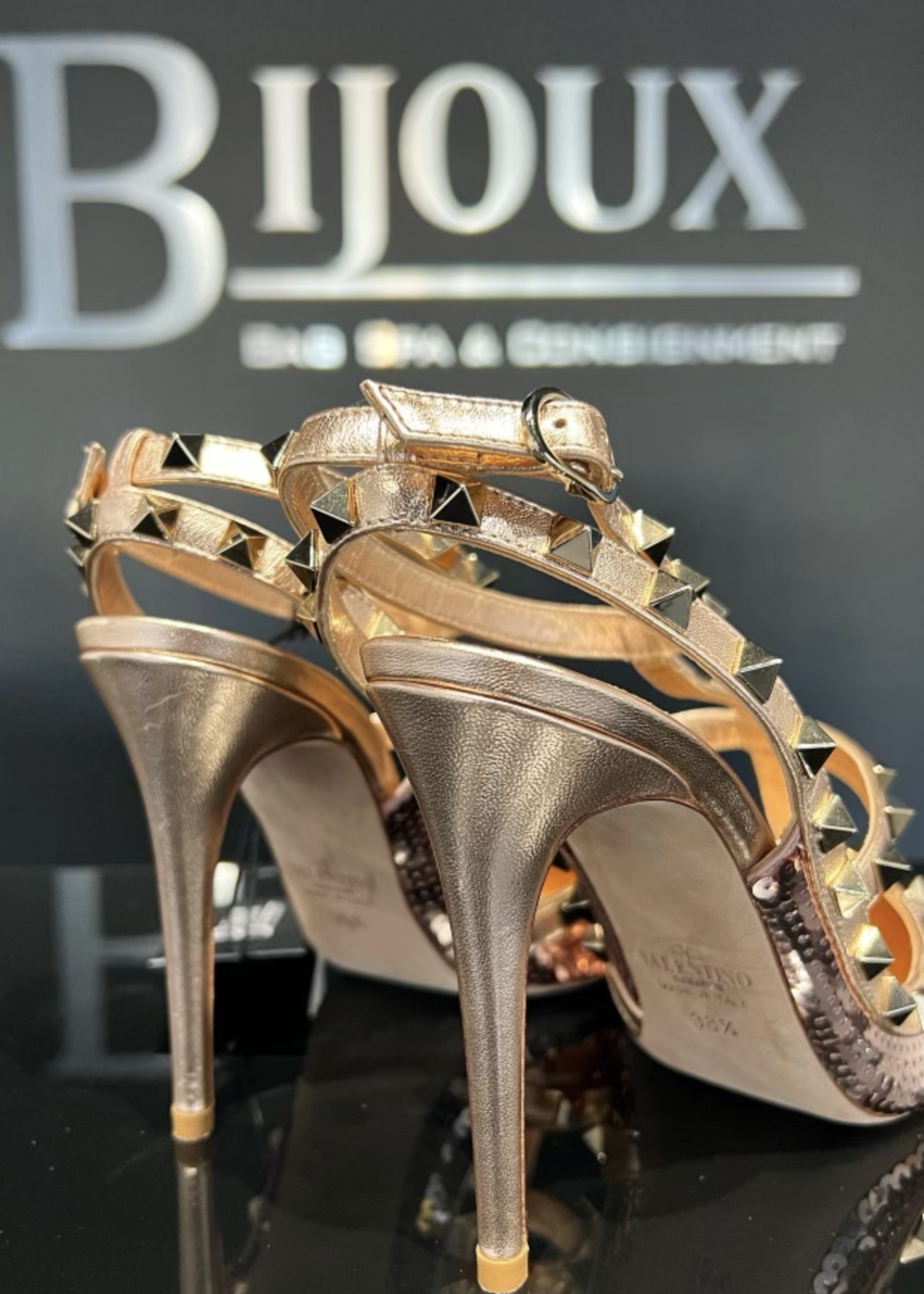 Valentino SOLD - Valentino Garavani Rockstud Sequin Slingback- EU 38.5