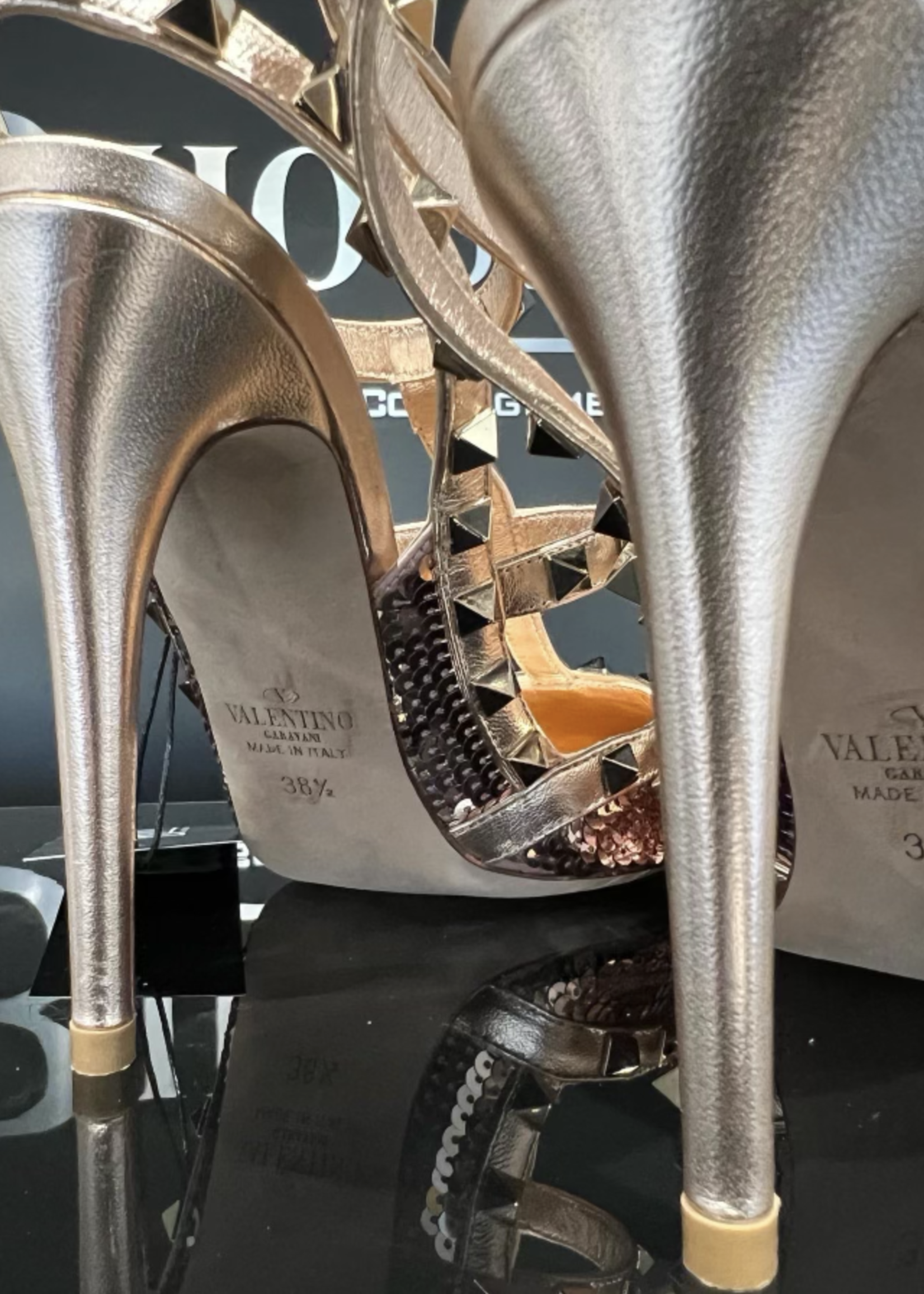 Valentino SOLD - Valentino Garavani Rockstud Sequin Slingback- EU 38.5