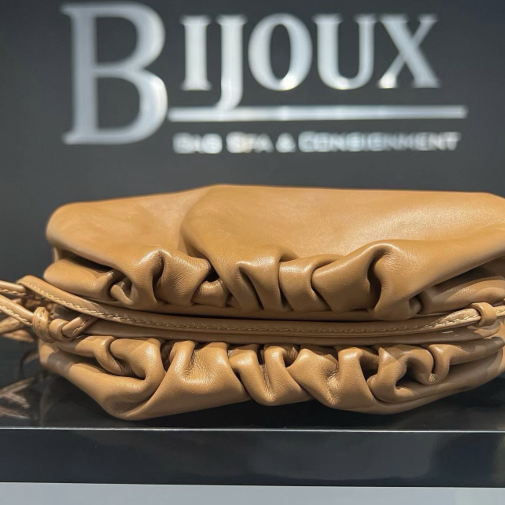 Bottega Veneta SOLD - Bottega Veneta Tan Mini Pouch Clutch