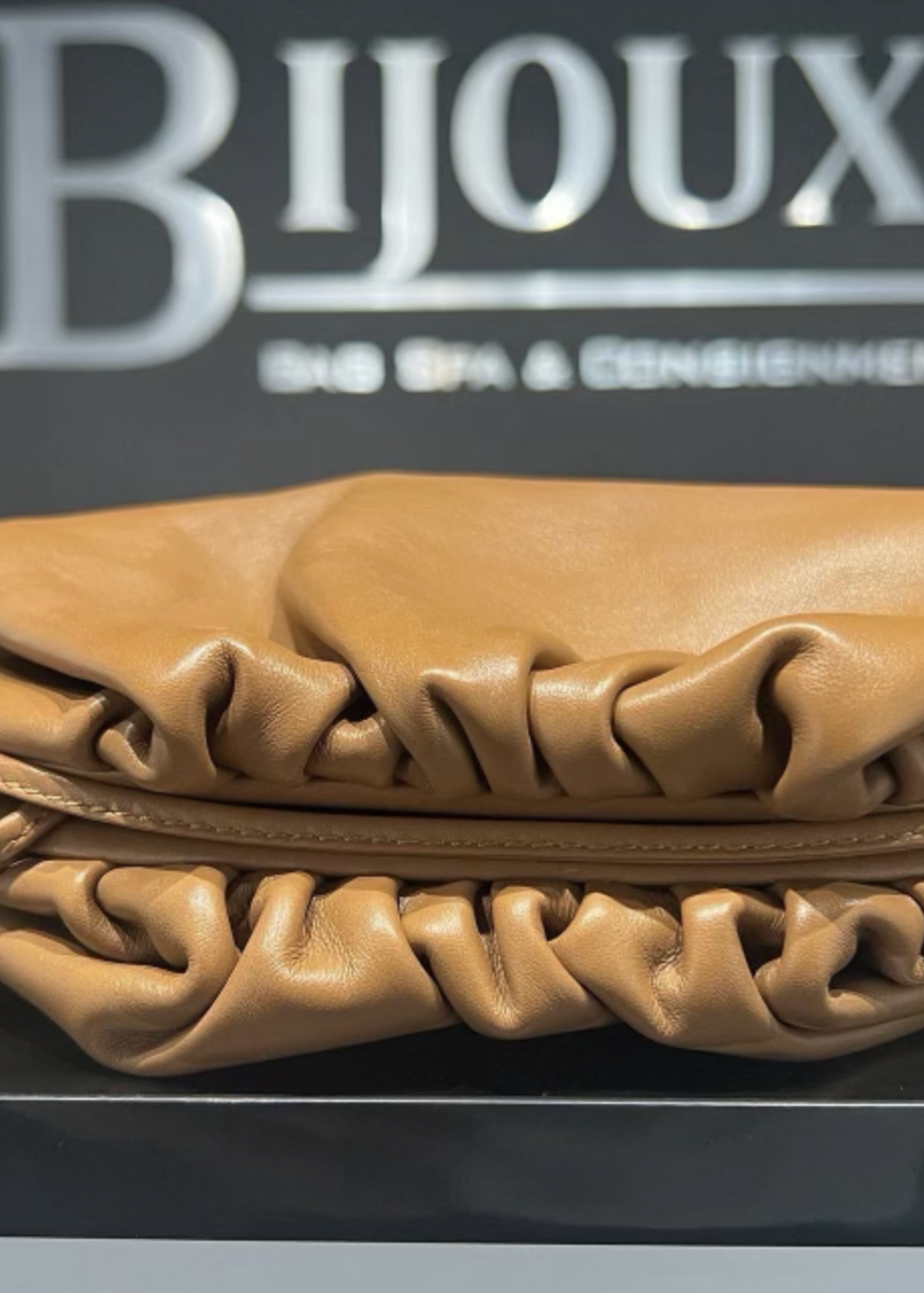 Bottega Veneta SOLD - Bottega Veneta Tan Mini Pouch Clutch