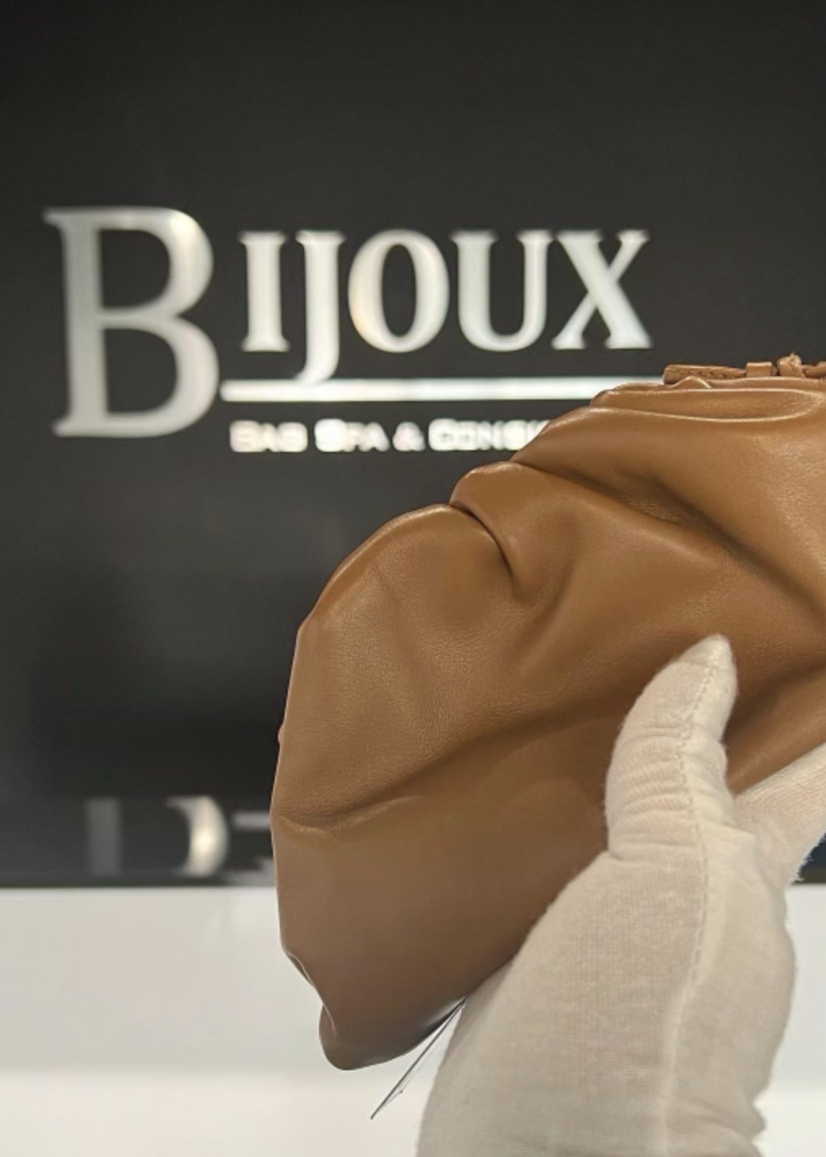 Bottega Veneta SOLD - Bottega Veneta Tan Mini Pouch Clutch