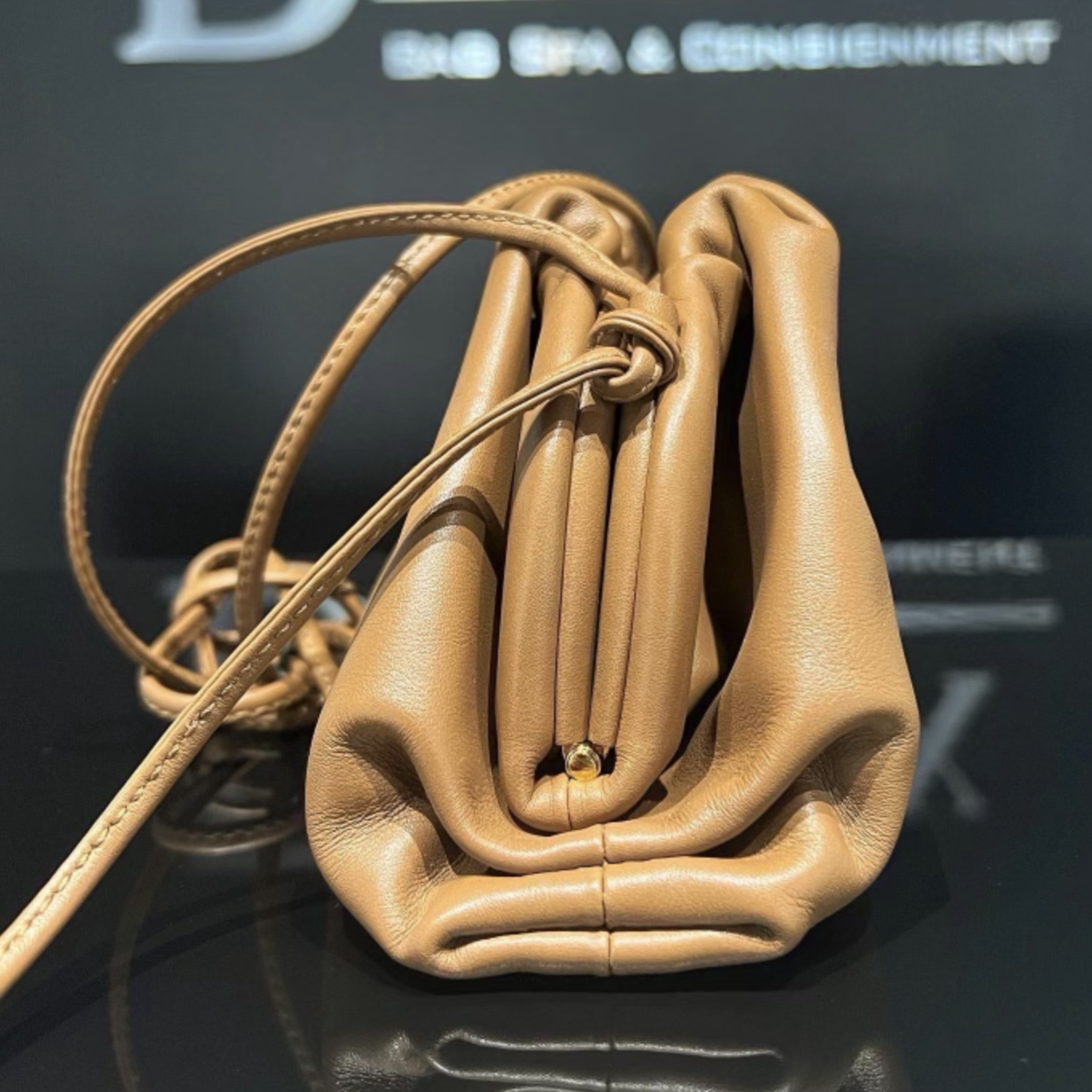 Bottega Veneta SOLD - Bottega Veneta Tan Mini Pouch Clutch
