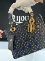Christian Dior SOLD - Christian Dior Supple Studded Medium Lady- Navy