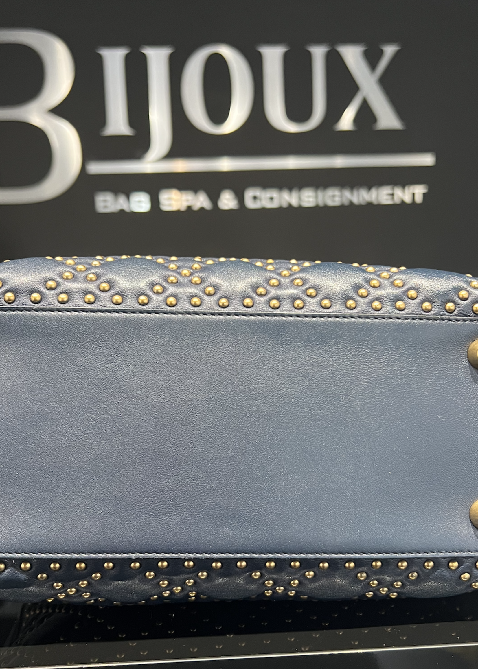 Christian Dior SOLD - Christian Dior Supple Studded Medium Lady- Navy
