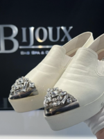 Miu MIu SOLD - Miu Miu Platform Embellished Toe Slip On- 37.5