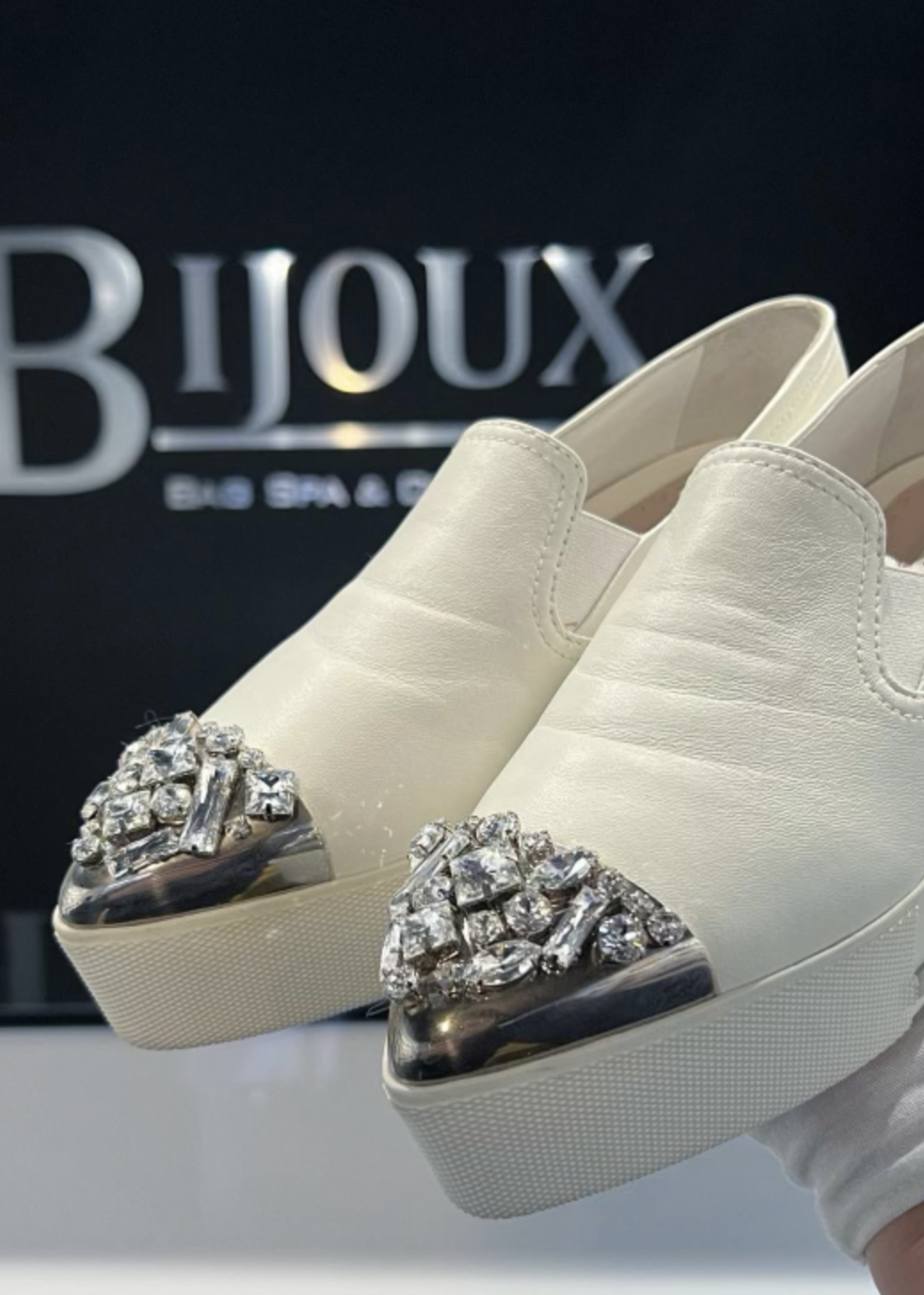 Miu MIu SOLD - Miu Miu Platform Embellished Toe Slip On- 37.5