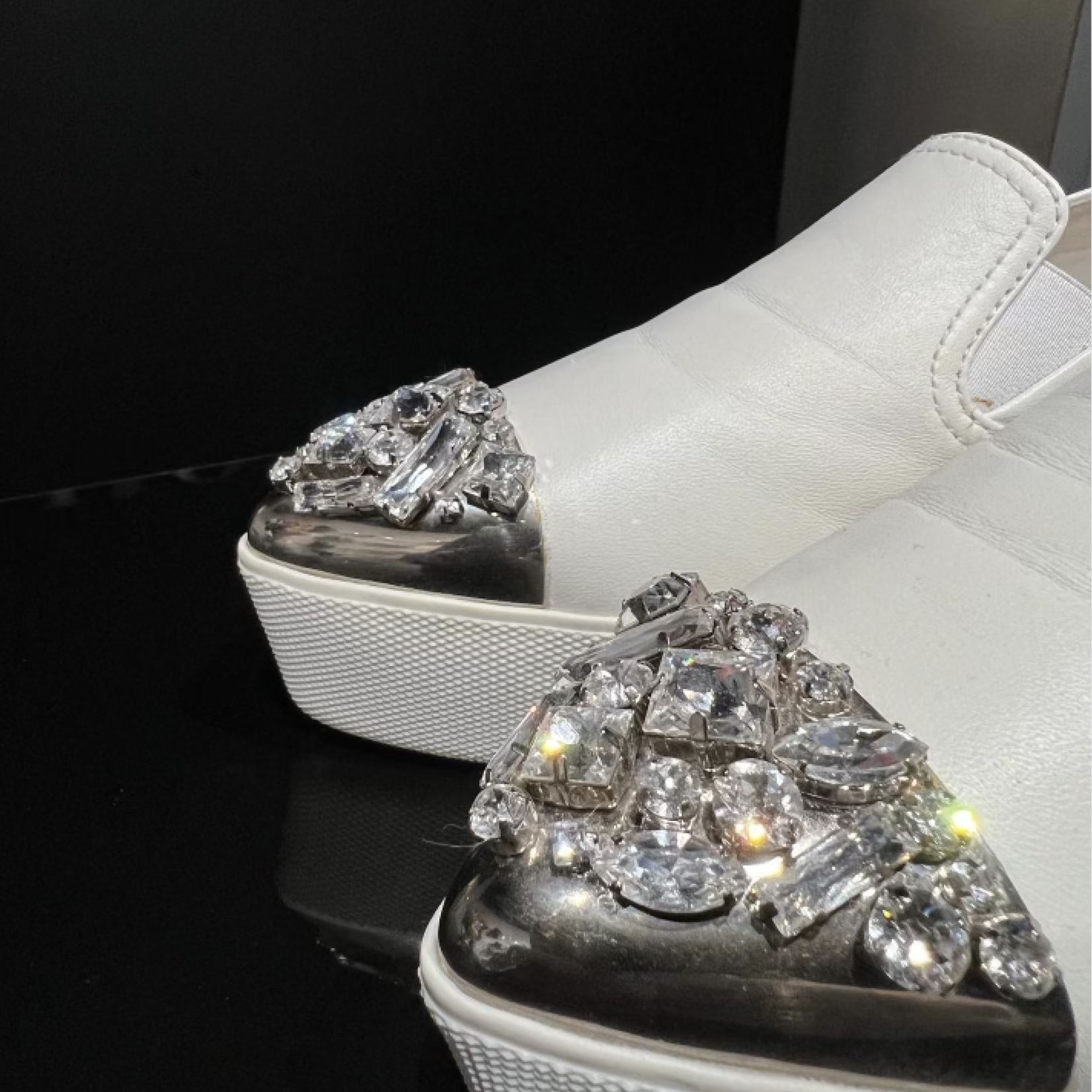 Miu MIu SOLD - Miu Miu Platform Embellished Toe Slip On- 37.5