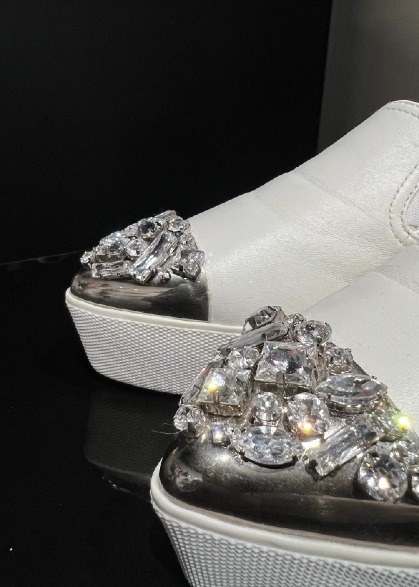 Miu MIu SOLD - Miu Miu Platform Embellished Toe Slip On- 37.5