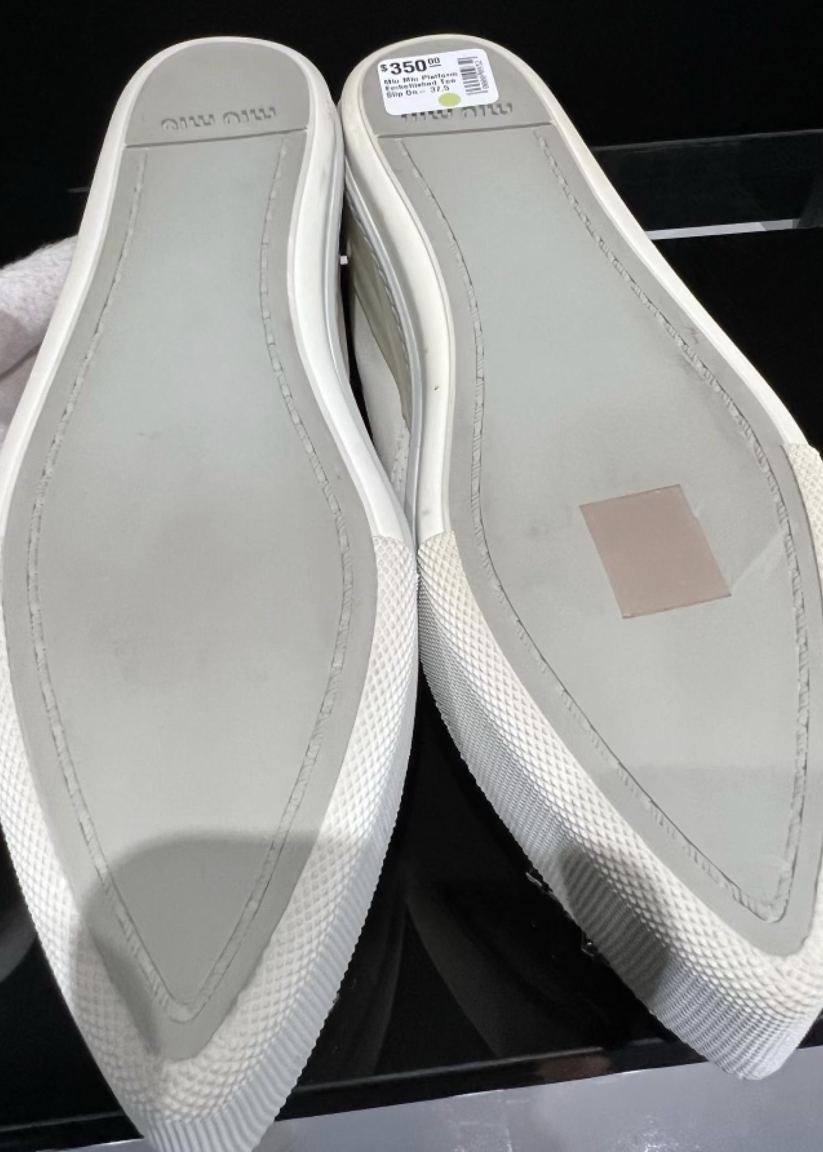 Miu MIu SOLD - Miu Miu Platform Embellished Toe Slip On- 37.5