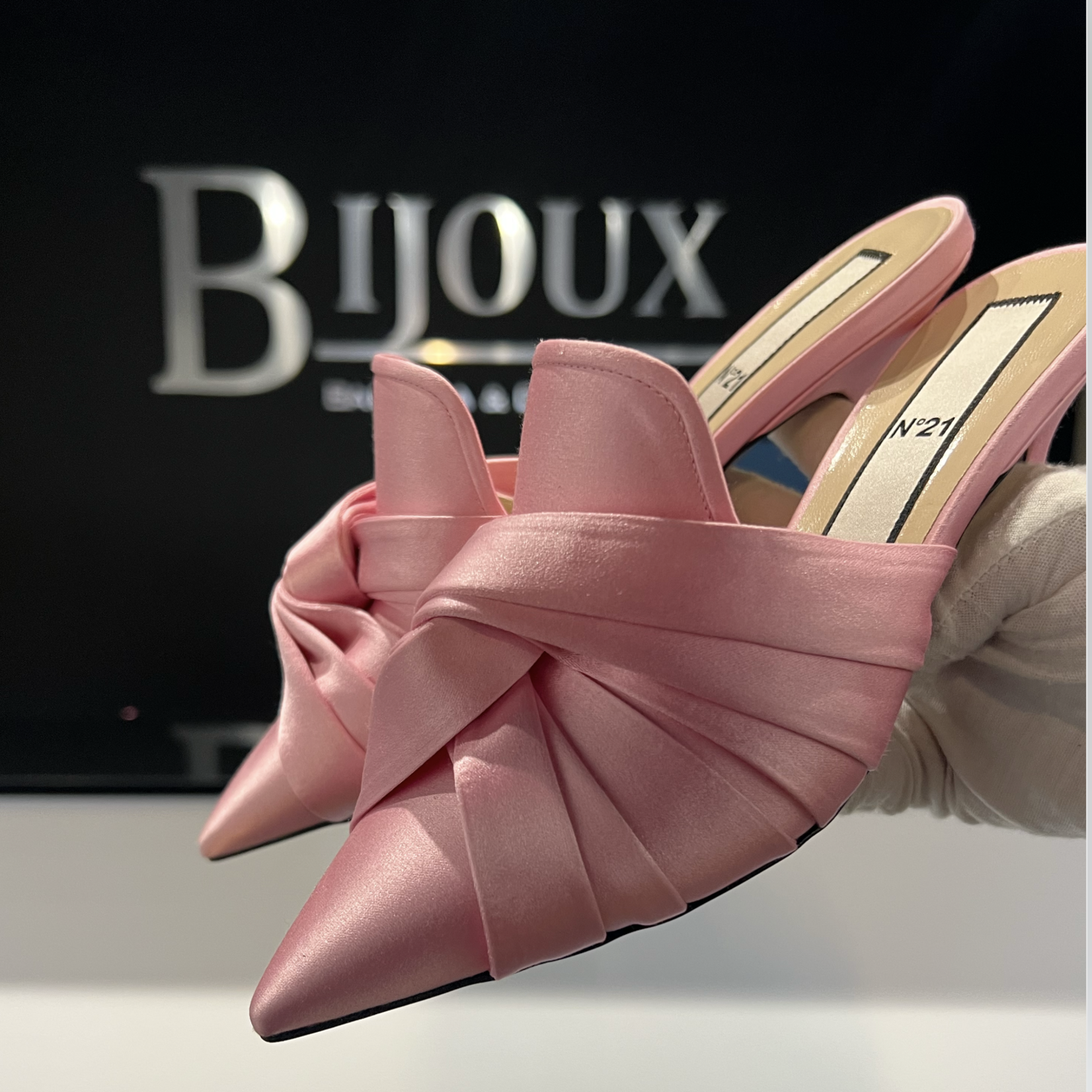 N21 Pink Knot Satin Mules- 39