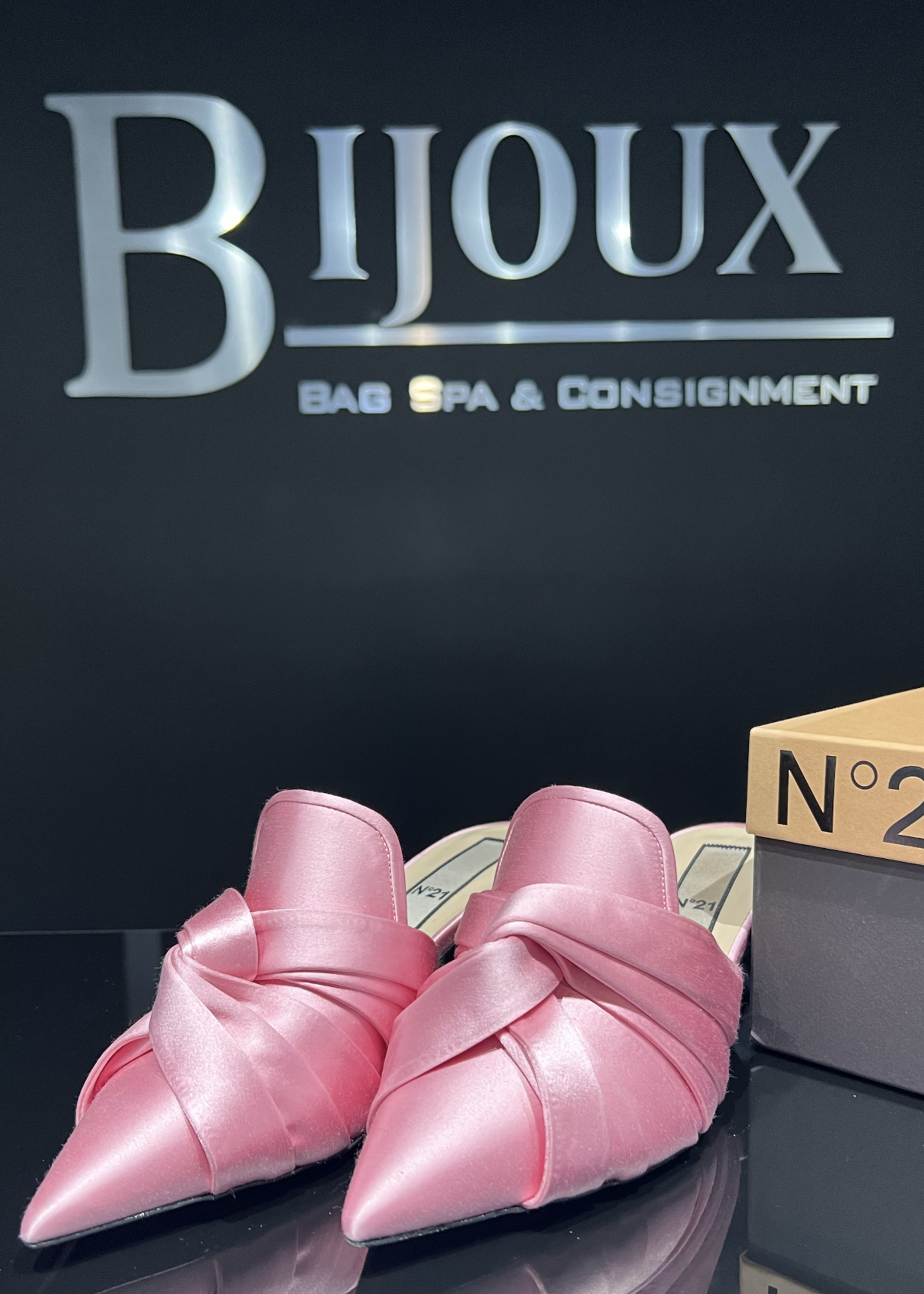 N21 Pink Knot Satin Mules- 39