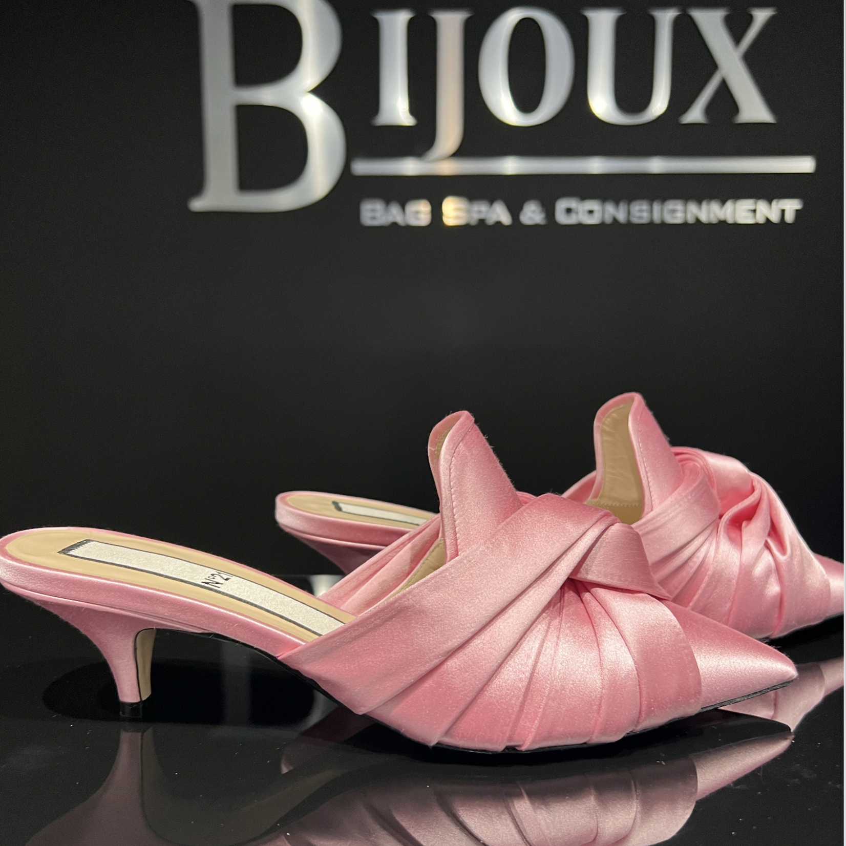 N21 Pink Knot Satin Mules- 39